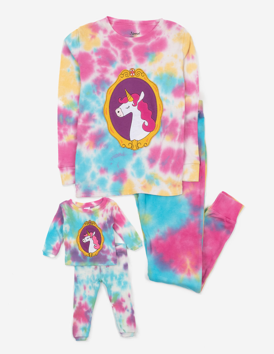 Girl and Doll Matching Rainbow Unicorn Tie-Dye Pajama Set - Cute Mother Daughter Matching Outfits for Family Photos & Sleepovers