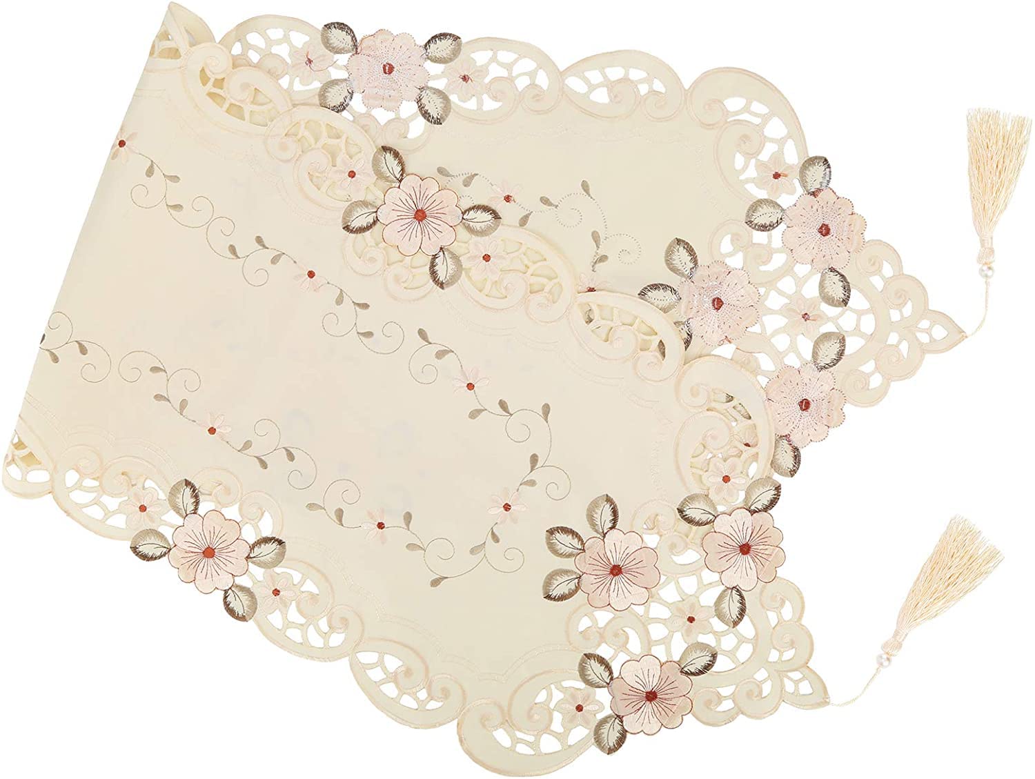 Luxury Embroidered Polyester Table Runners - Elegant Table Linens for Country, Outdoor, Wedding Party Decorations - Perfect for Dining Room, Banquet, and Special Event Table Settings