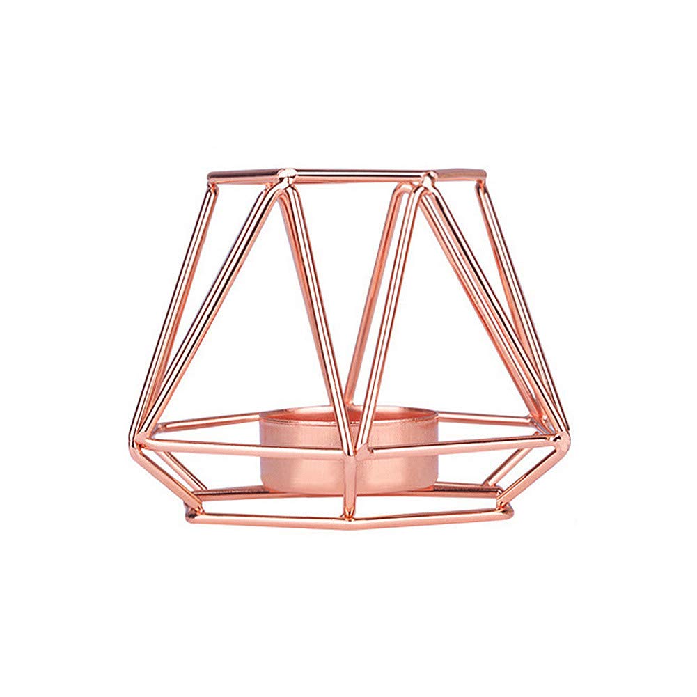 Luxury Golden Wrought Iron Candle Holder - Rose Gold European Style Candlestick for Romantic Table Decor, Wedding Centerpiece & Home Decoration (Small Size)