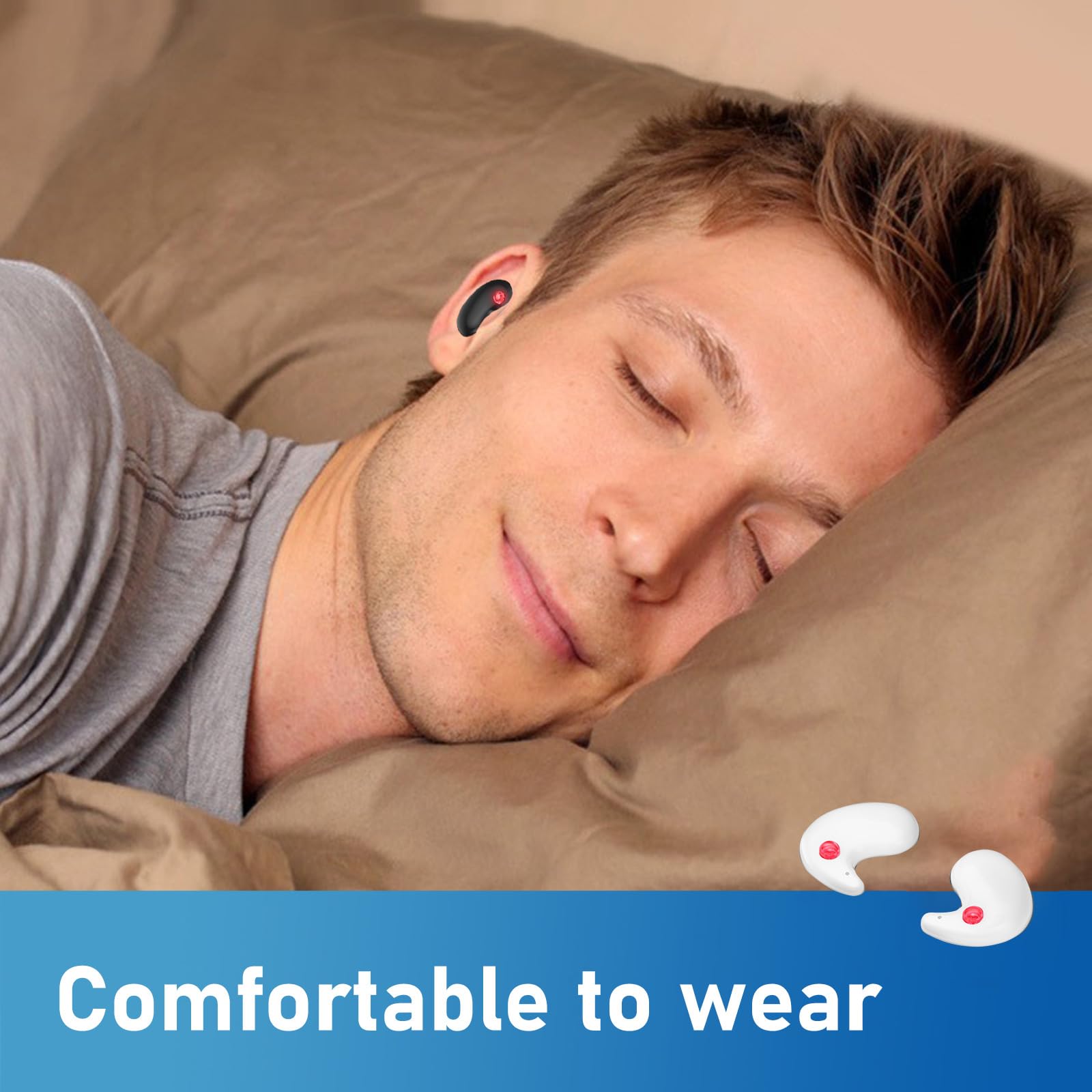 Wireless Sleep Earbuds with Noise Cancelling & Mic | Bluetooth Headphones for Sleeping | True Wireless Earbuds for Side Sleepers | Comfortable for Night Use & Travel