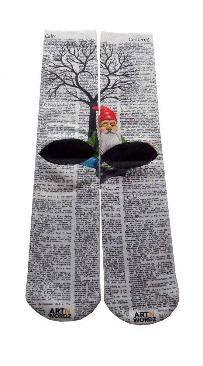 Gnomaste Gnome Meditation Dictionary Pop Art Unisex Socks - Funny Novelty Yoga & Zen Gifts for Men Women - Perfect for Meditation, Yoga Practice & Relaxation at Home