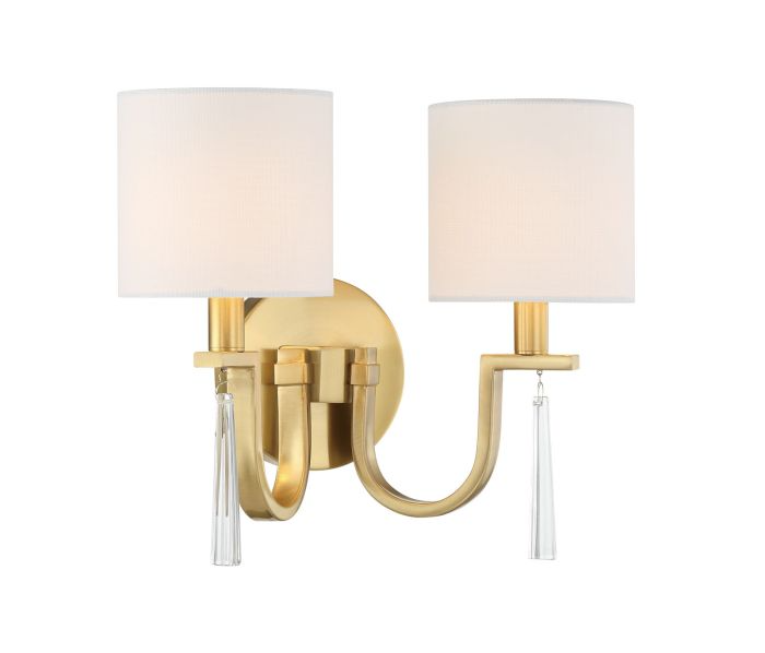Craftmade Fortuna 2-Light Wall Sconce 58262 SB - Elegant Wall Lighting for Bedroom, Living Room & Hallway Decor