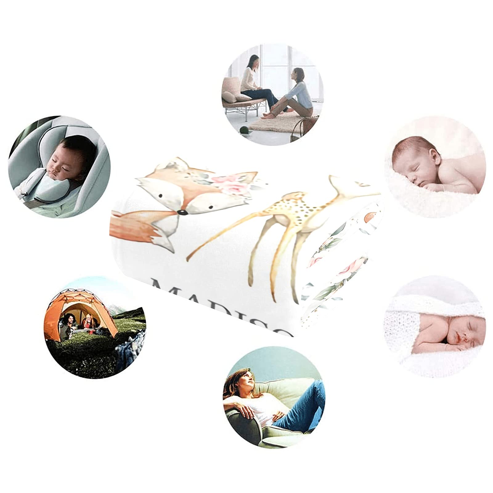 Personalized Baby Blanket with Name & Animals - Custom Soft Blankets for Newborns | Perfect Baby Shower Gift for Boys & Girls | Nursery Decor & Neutral Baby Essentials | Ideal for Cuddling, Swaddling & Photo Props
