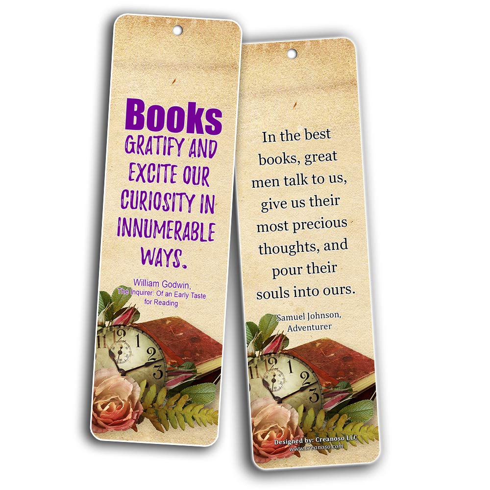 Creanoso Inspirational Avid Reader Bookmarks (12-Pack) - Premium Literary Quote Bookmark Gift Set for Book Lovers - 6 Unique Designs - Perfect for Reading, Book Clubs & Gifts