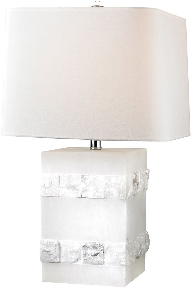 Elk Lighting D2900-LED Mystery Cube LED Table Lamp - Modern Alabaster Finish, Energy Efficient Bedside Light for Living Room, Bedroom, or Office Decor