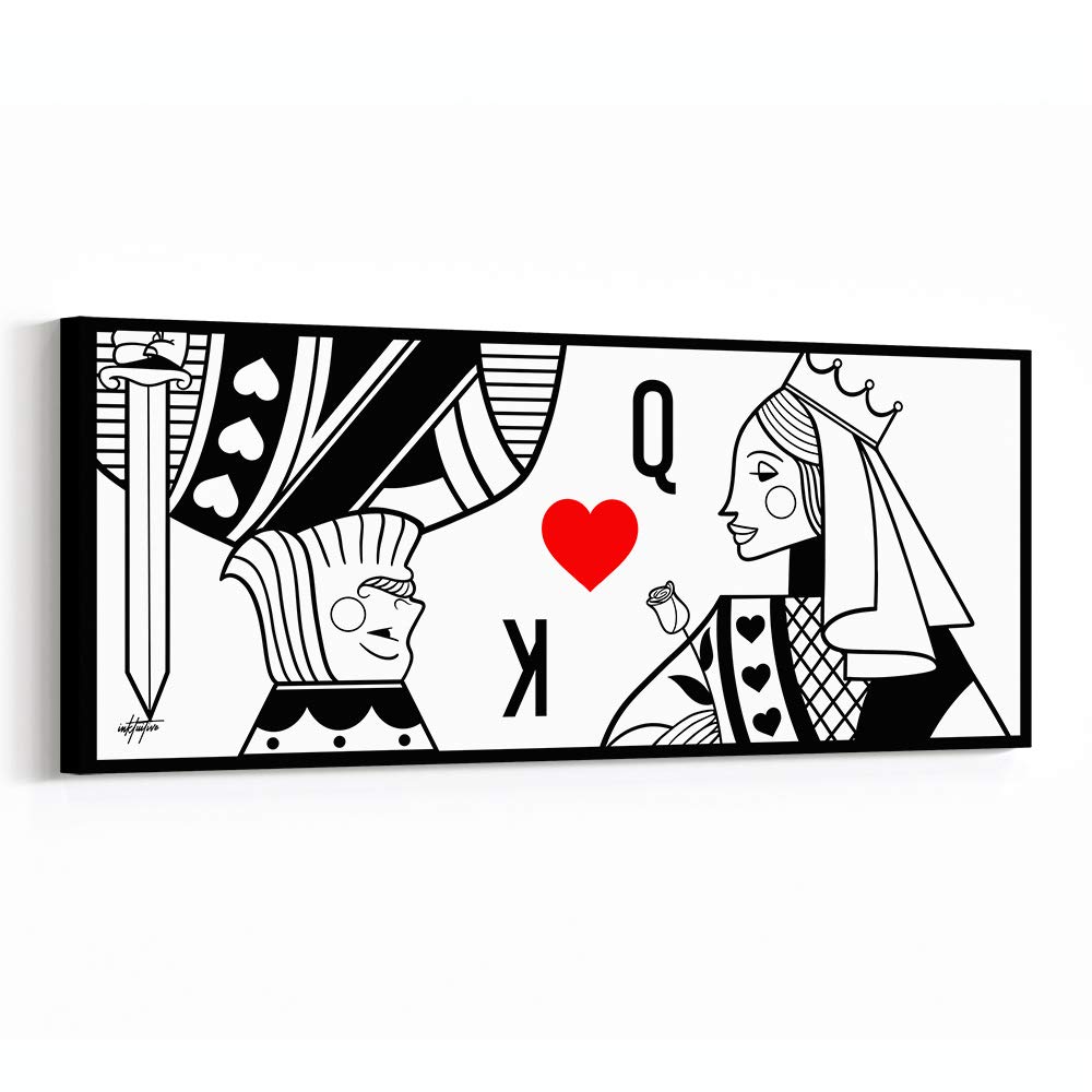 Inktuitive 'Royal Romance' King & Queen Playing Cards Canvas Wall Art Print - Motivational Décor for Bedroom, Living Room & Office - 24 x 10 Inches - Perfect for Home, Office & Gift Giving