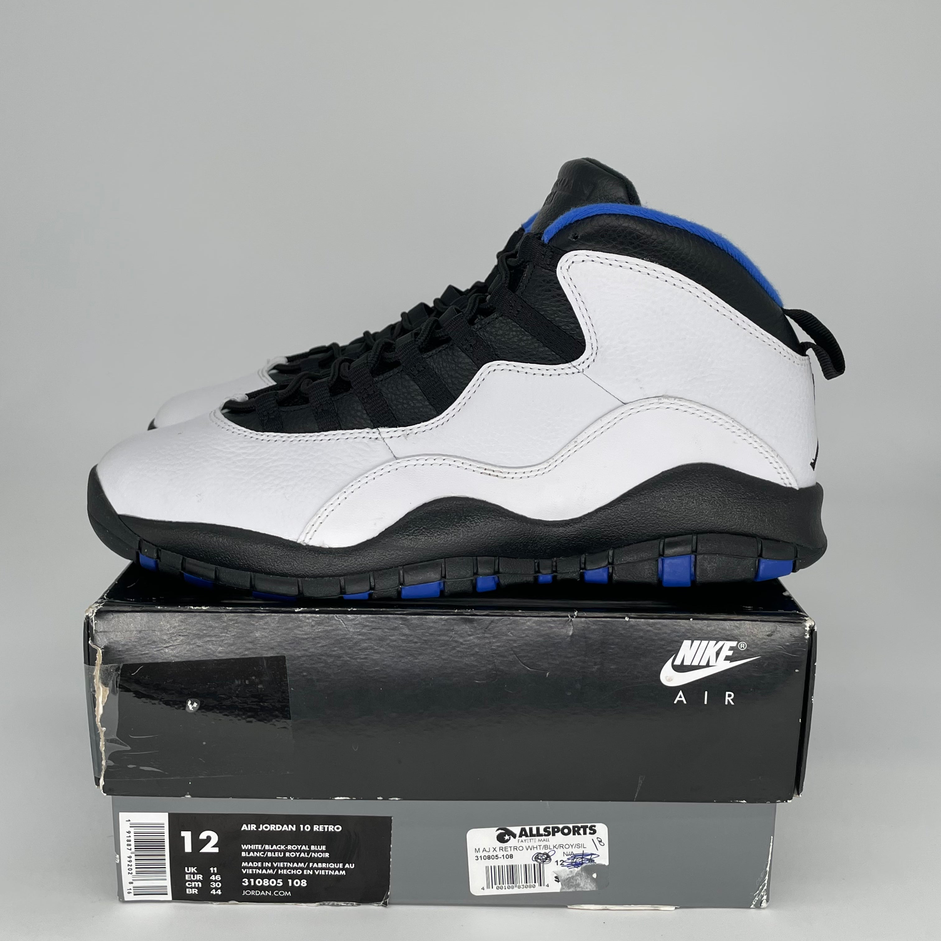 Original Air Jordan 10 Retro 'Orlando' Men's Basketball Shoes - Size 12 (310805-108) | Classic Sneakers for Streetwear & Basketball Games