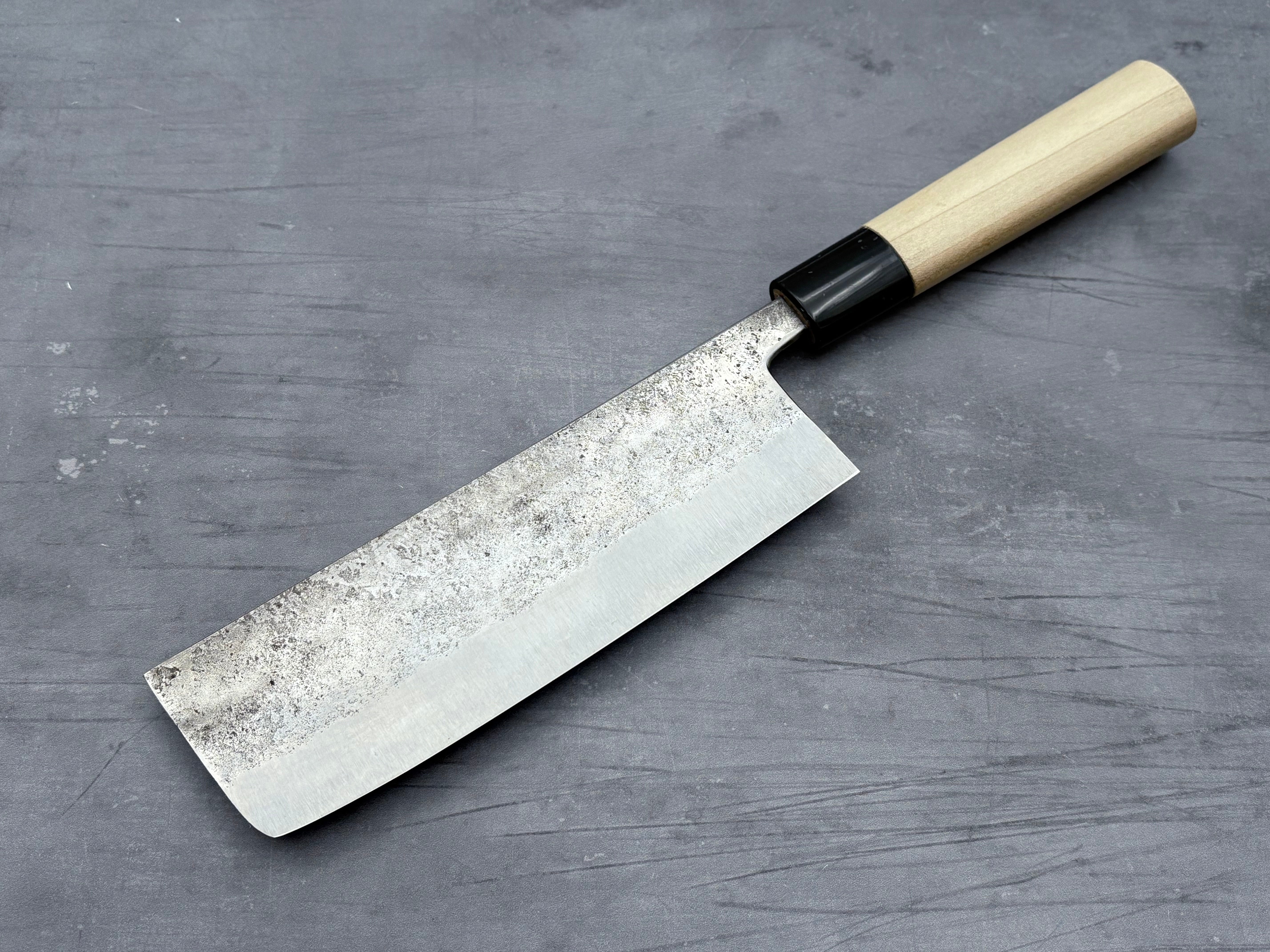 Premium Fujiwara Nashiji Shirogami #1 Nakiri Knife - Japanese Vegetable Cleaver with Rust-Resistant Cladding - Perfect for Slicing, Dicing & Chopping Vegetables in Professional Kitchens & Home Cooking