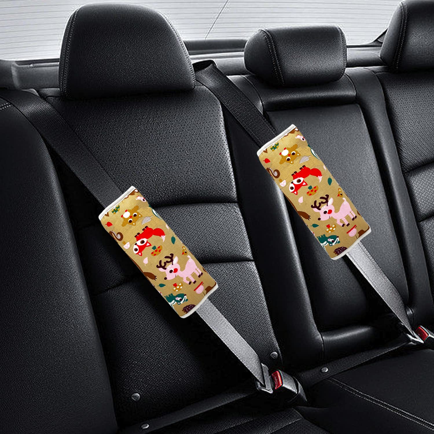 2Pcs Kids Car Seat Neck Pillow for Children 5-16 Years - Soft Seat Belt Cushion with Cute Rabbit Pattern - Comfortable Travel Neck Support for Long Car Rides, Road Trips & Airplane Travel