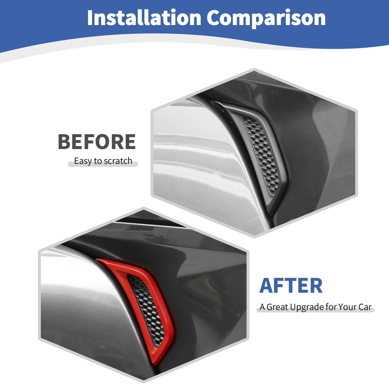 RT-TCZ Side Fender Vent Decal Trim Cover for Jeep Wrangler JL JLU & Gladiator JT (2018-2024) - Red Exterior Accessories (2-Piece Set) - Enhance Off-Road Style & Protection