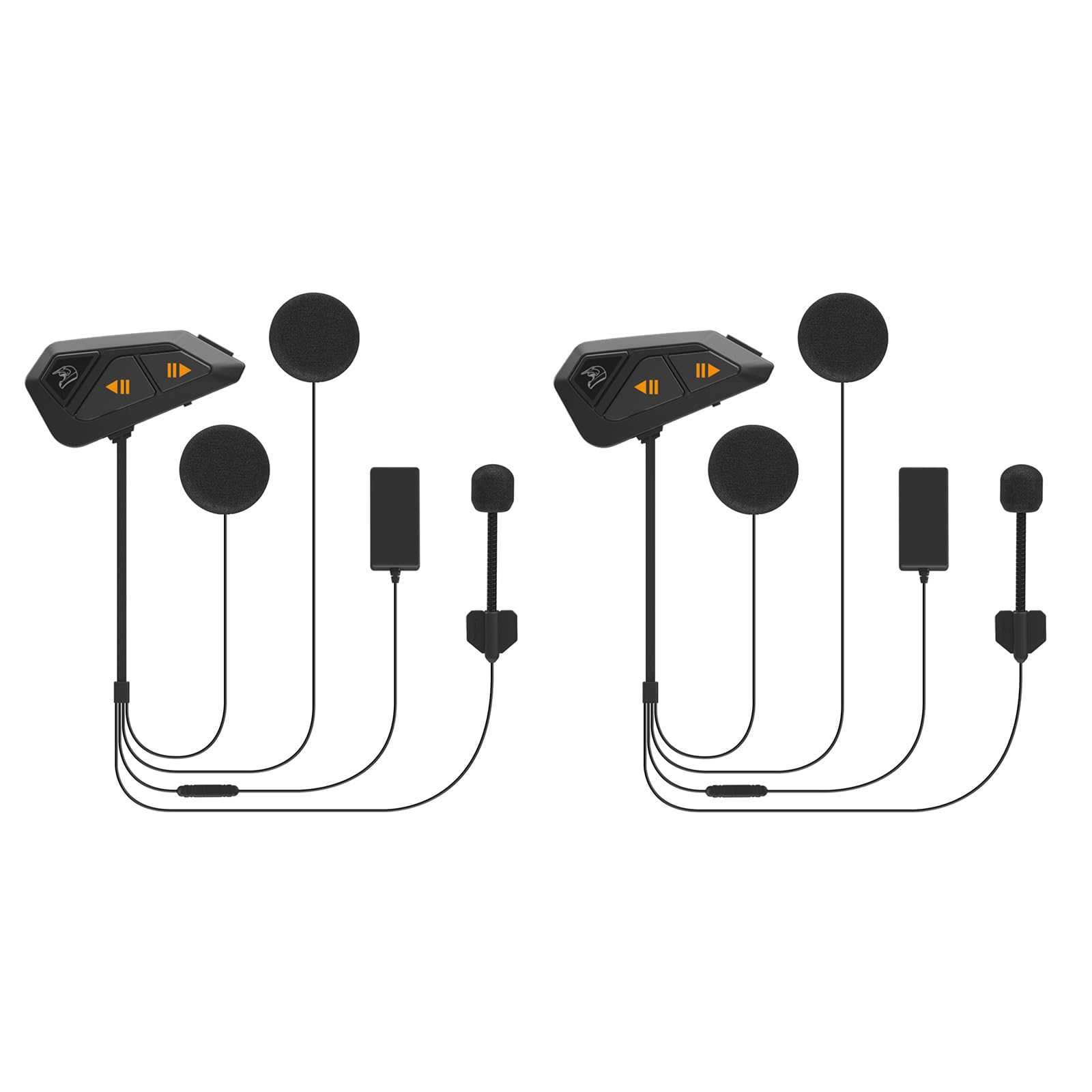 FreedConn Motorcycle Bluetooth Headset Intercom - 1200m Range, 6 Rider Group Chat, Noise Cancelling, Waterproof, Music Sharing (2 Pack) - Perfect for Group Rides, Touring & Urban Commuting
