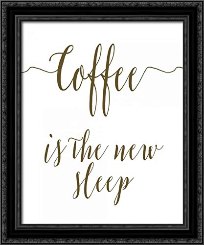 Large 28x34 Black Ornate Framed Canvas Art Print - 'Coffee is The New Sleep' by Tara Moss | Modern Home & Office Wall Decor | Perfect for Living Rooms, Bedrooms & Coffee Shops