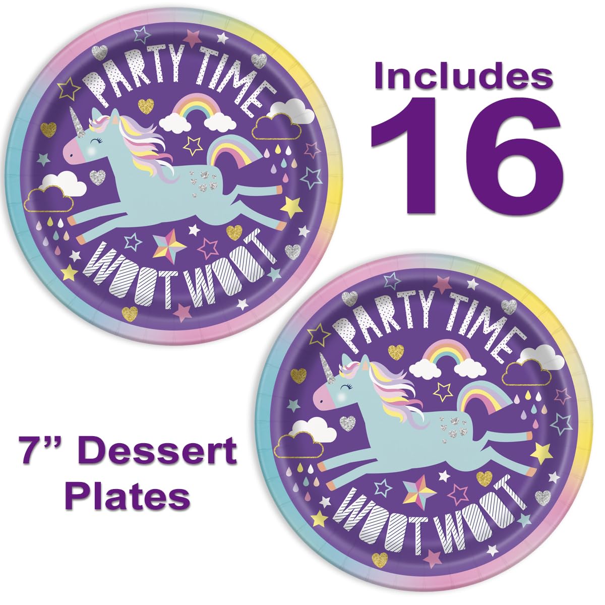 32-Piece Unicorn Themed Birthday Party Supplies - 7 Inch Disposable Paper Plates & Matching Napkins for Cake, Desserts & Celebrations - Perfect for Kids Birthday Parties, Baby Showers & Unicorn Themed Events