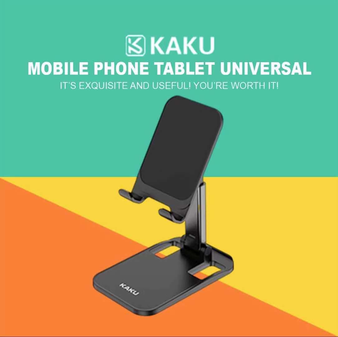 IKAKU KAKU Universal Phone Stand - Adjustable Height & Angle, 360° Rotating Desktop Holder for iPhone, Samsung, Smartphones - Perfect for Video Calls, Watching Movies & Hands-Free Use