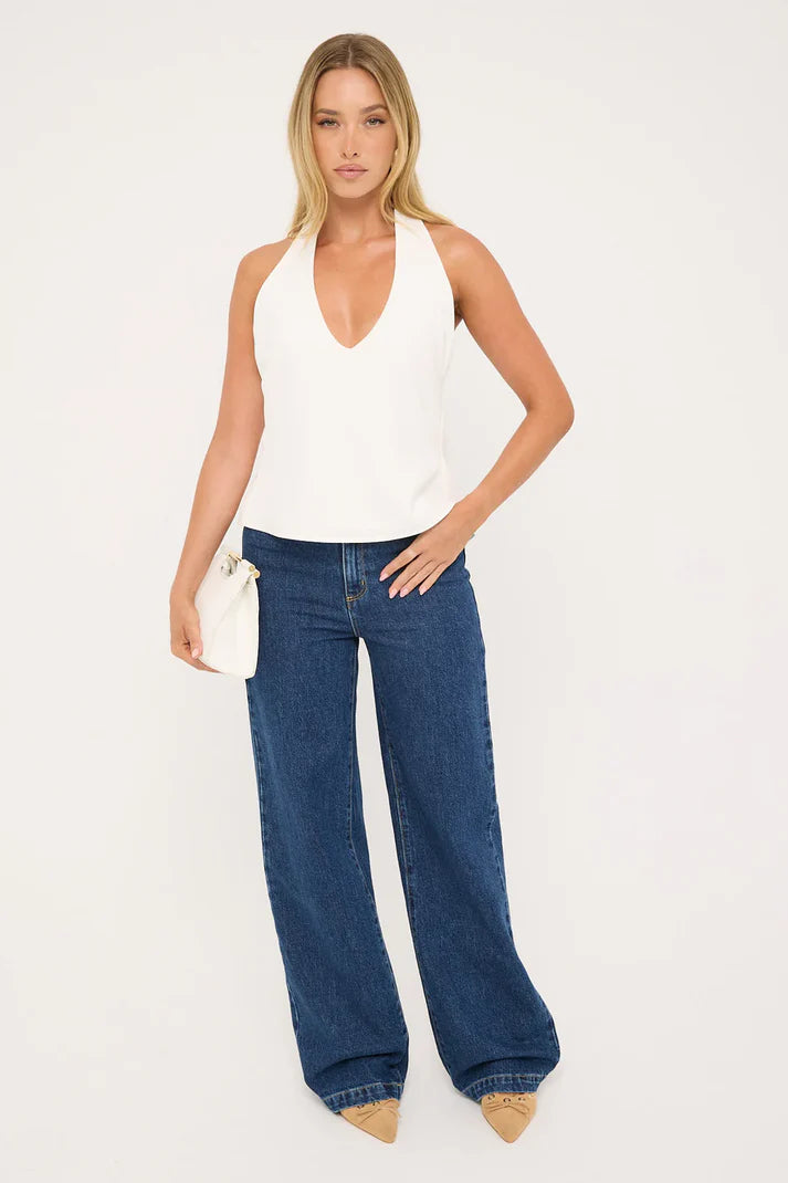 94 High Wide Tara Mid Blue Denim Jeans for Women - Comfortable Stretch Skinny Jeans with High Waist, Perfect for Casual Wear, Office & Night Out