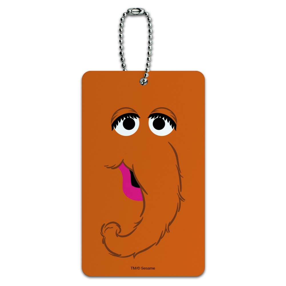 Sesame Street Snuffleupagus Face Luggage Tag - Cute Cartoon Character ID Card Holder for Suitcases, Backpacks & Carry-On Bags - Perfect for Travel, Kids' Luggage & Disney Trips