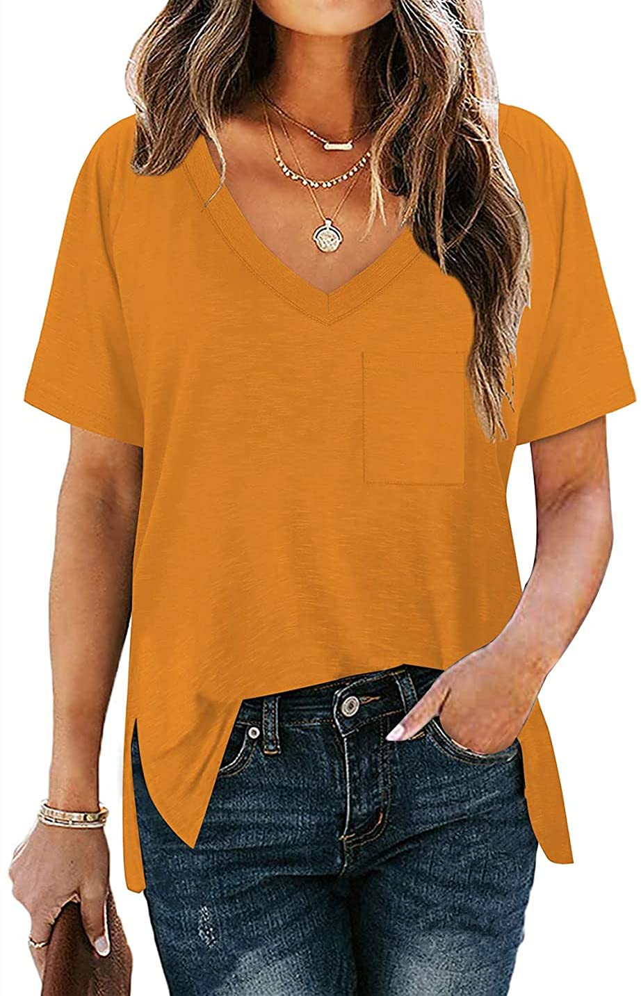 **Uni.beauty Women's Short Sleeve V-Neck T-Shirt - Casual Cute Summer Tee for Women - Perfect for Outfits, Beach, and Everyday Wear**