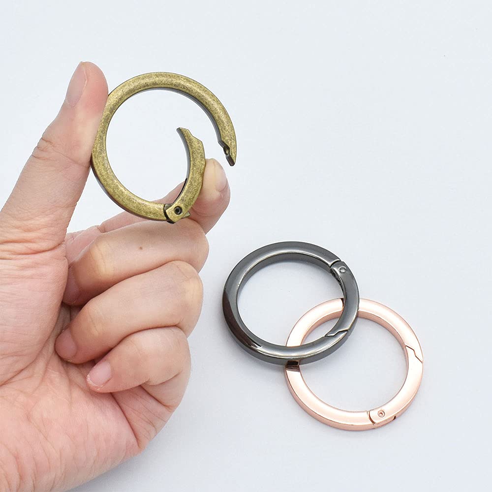 34mm Bronze Spring Gate Rings - 4 PCS Flat Large O Rings for Keychains, Purses & Handbags Hardware | Durable Snap Hooks for DIY Crafts, Jewelry Making & Accessories