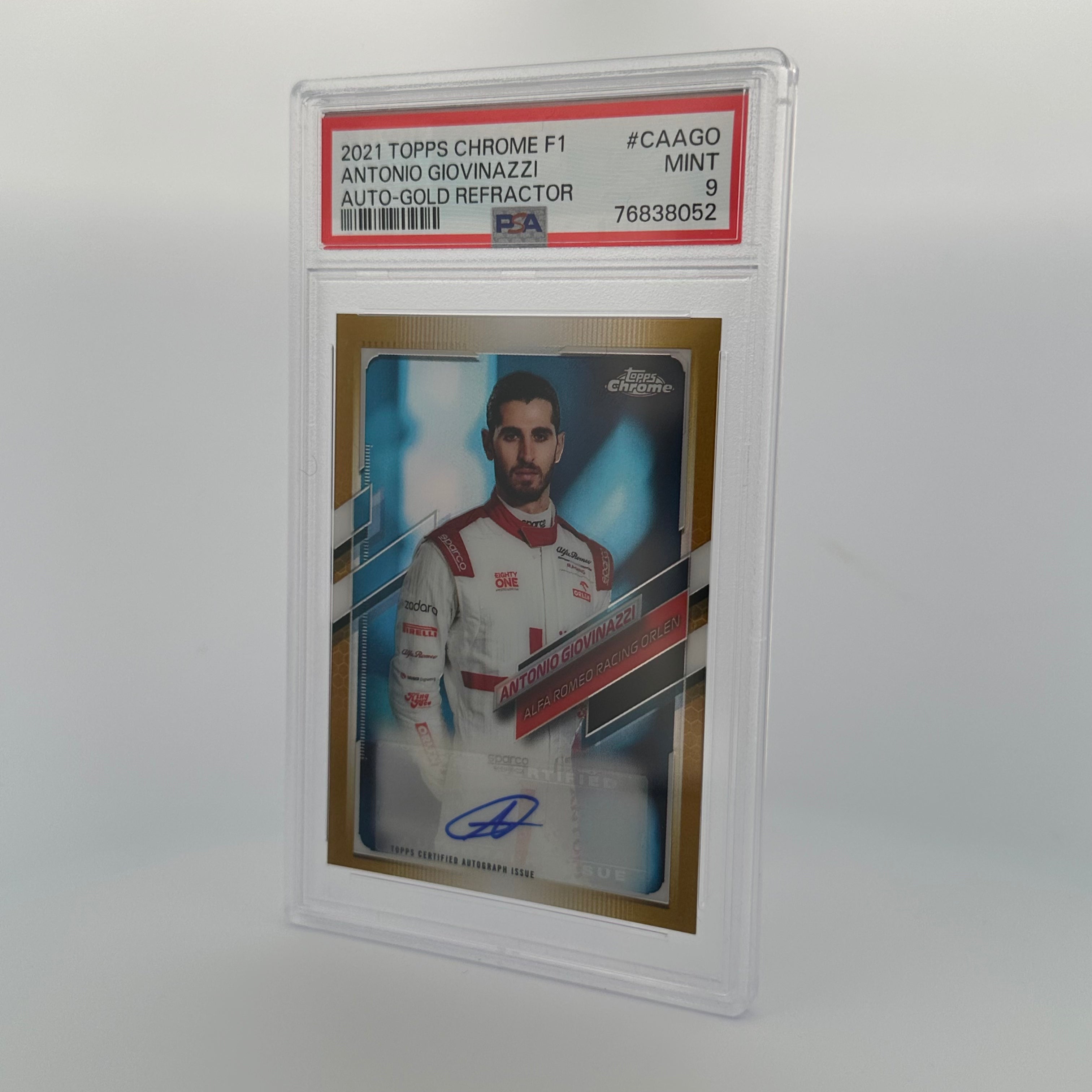 PSA 9 Antonio Giovinazzi #CAAGO 35/50 Gold Refractor Auto - Perfect for F1 Collectors & Racing Memorabilia Enthusiasts