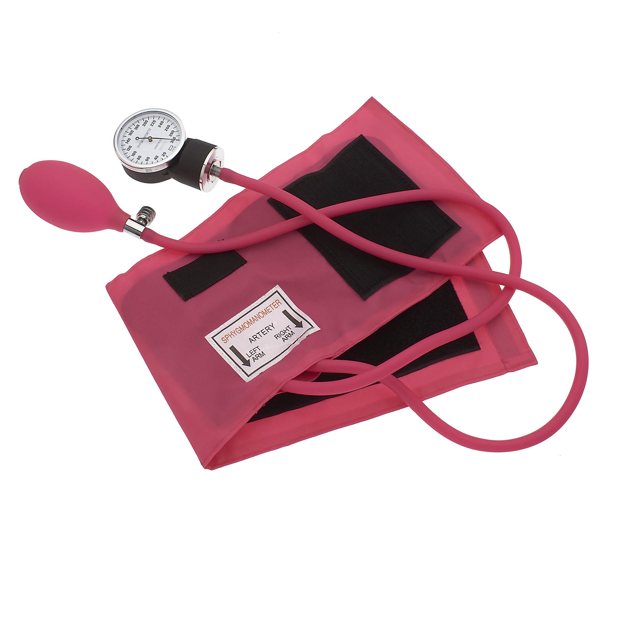 ASA TECHMED Manual Blood Pressure Monitor - Aneroid Sphygmomanometer with Cuff for Home & Professional Use - Universal Arm Blood Pressure Cuff for Nurses, Adults & Seniors (Pink) - Ideal for Healthcare, Clinics & Home Monitoring