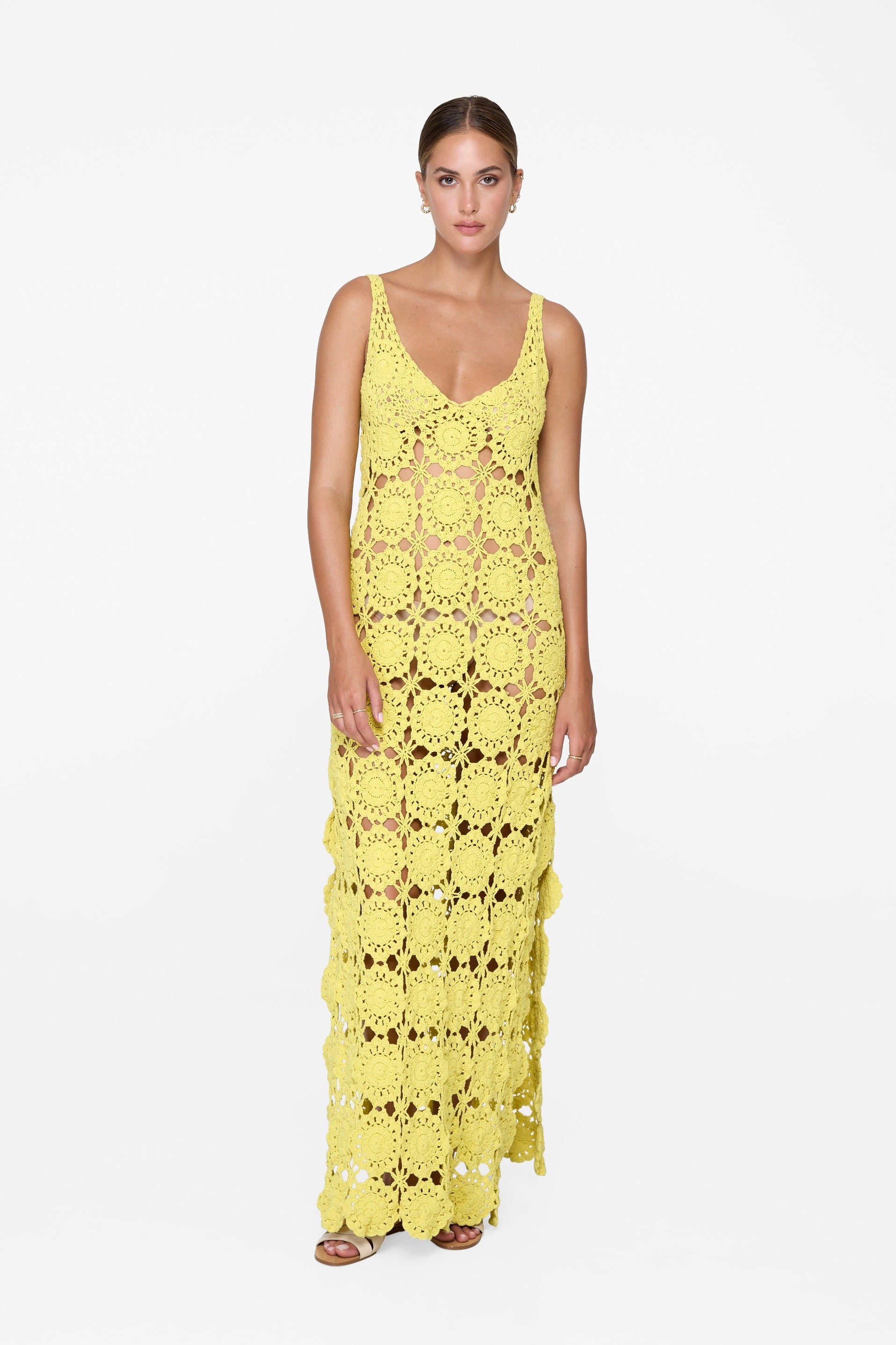Anita Maxi Dress - Daffodil Crochet Floral Summer Beach Dress for Women | Boho Chic Wedding Guest Outfit & Vacation Wear