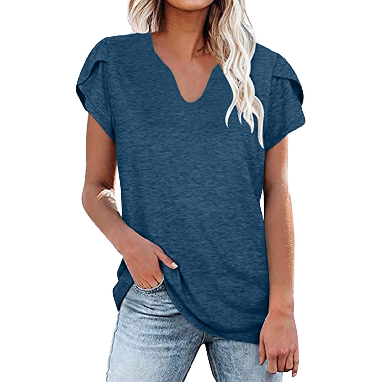 Women's Casual V-Neck Short Sleeve Basic T-Shirt - Solid Color Everyday Top for Women | Perfect for Work, Weekend & Summer Outfits