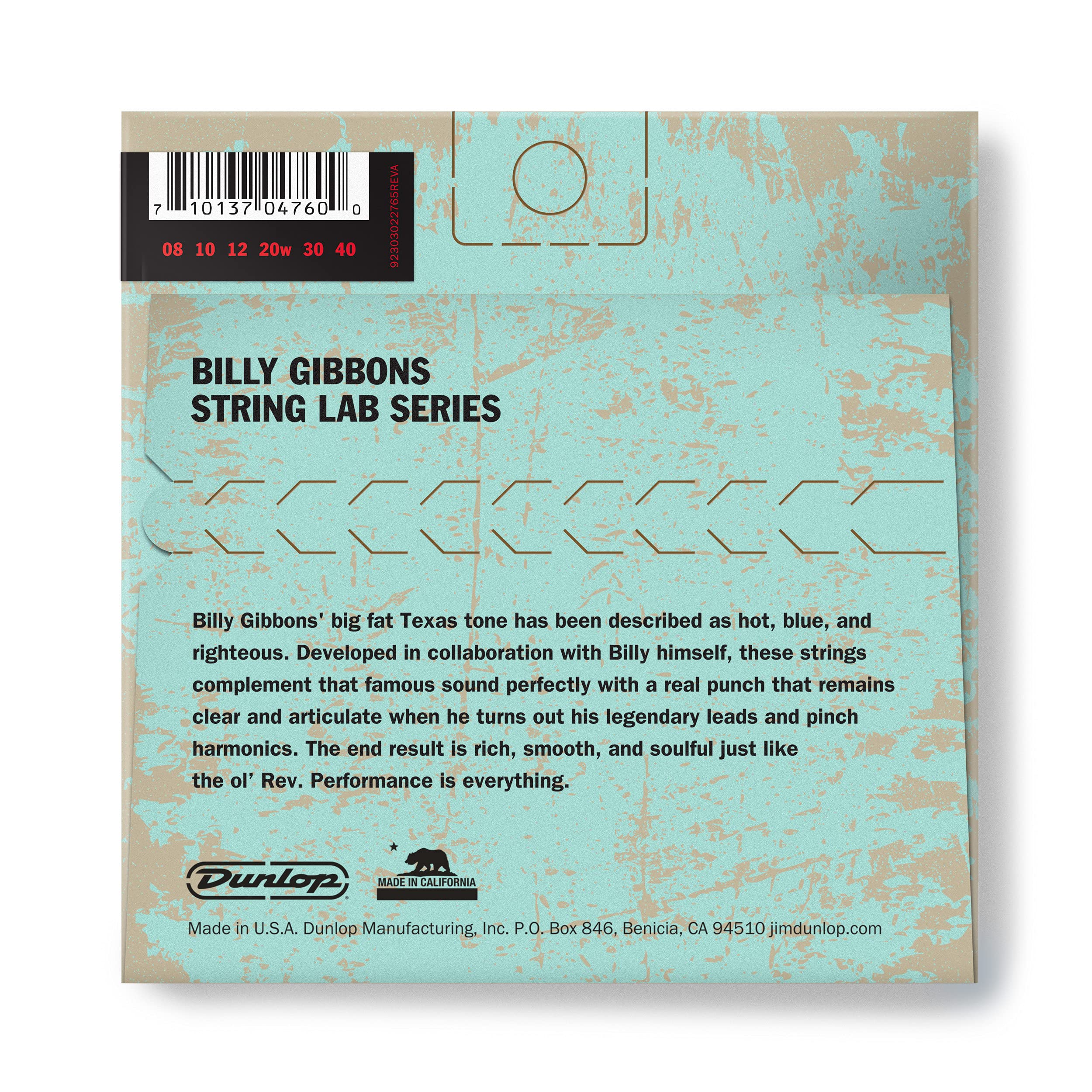 DUNLOP 08-40 Billy Gibbons Custom Rev Willy's Electric Guitar Strings (RWN0840) - Perfect for Blues, Rock & Stage Performance
