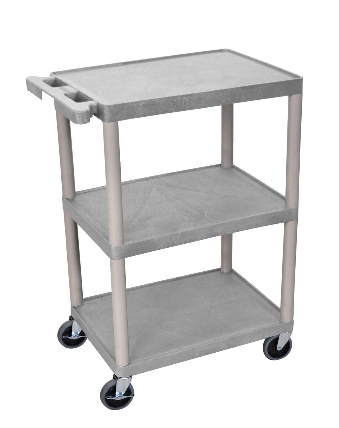 Luxor 3-Tier Utility Cart with Multipurpose Storage - Durable Structural Foam Plastic in Gray | Perfect for Kitchen, Bathroom, Office & Garage Organization