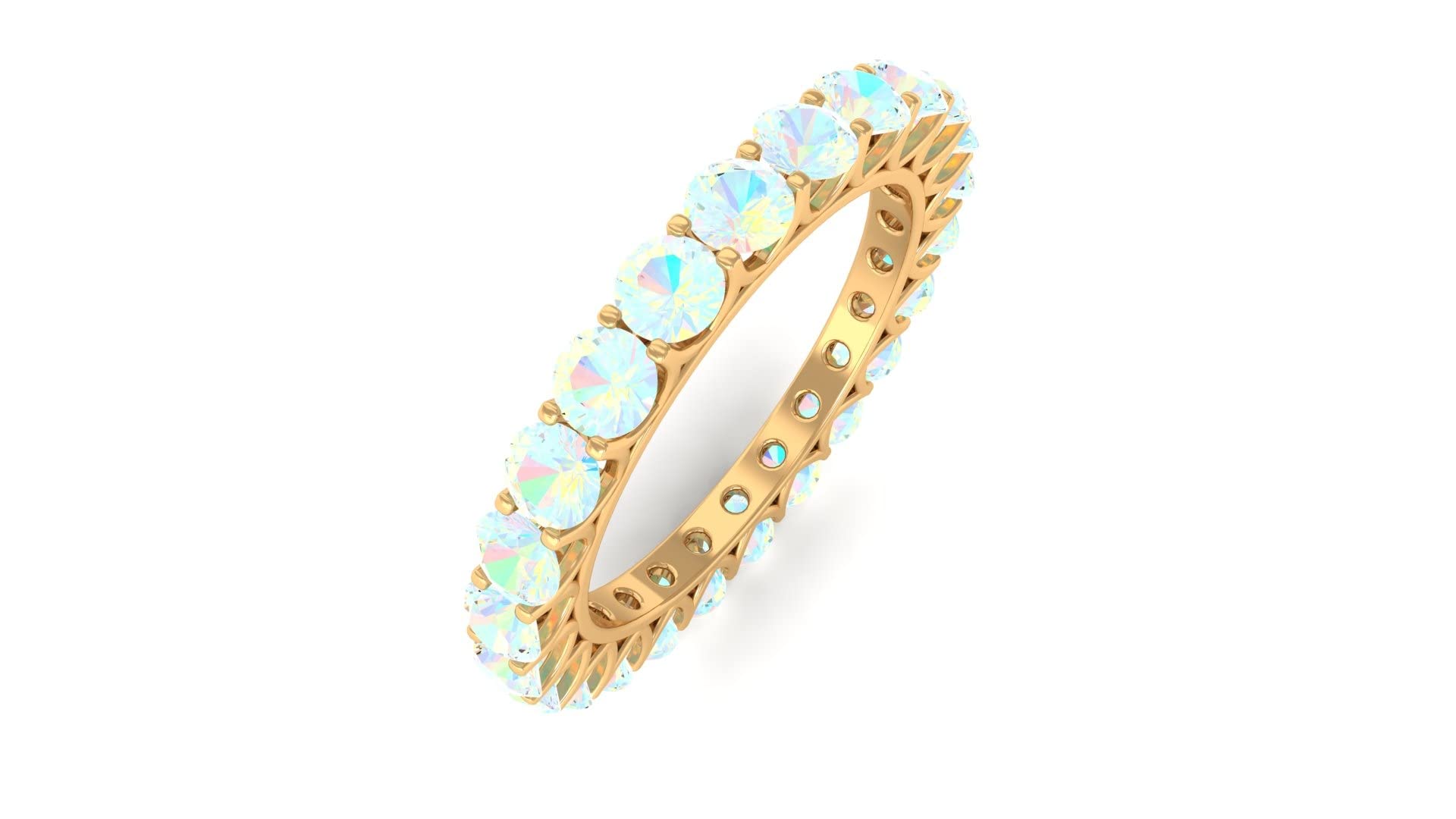 2.75 CT Ethiopian Opal Full Eternity Ring - 14K Solid Gold Opal Round Eternity Band Ring for Women - October Birthstone Jewelry Gift for Anniversary, Wedding, Birthday & Special Occasions