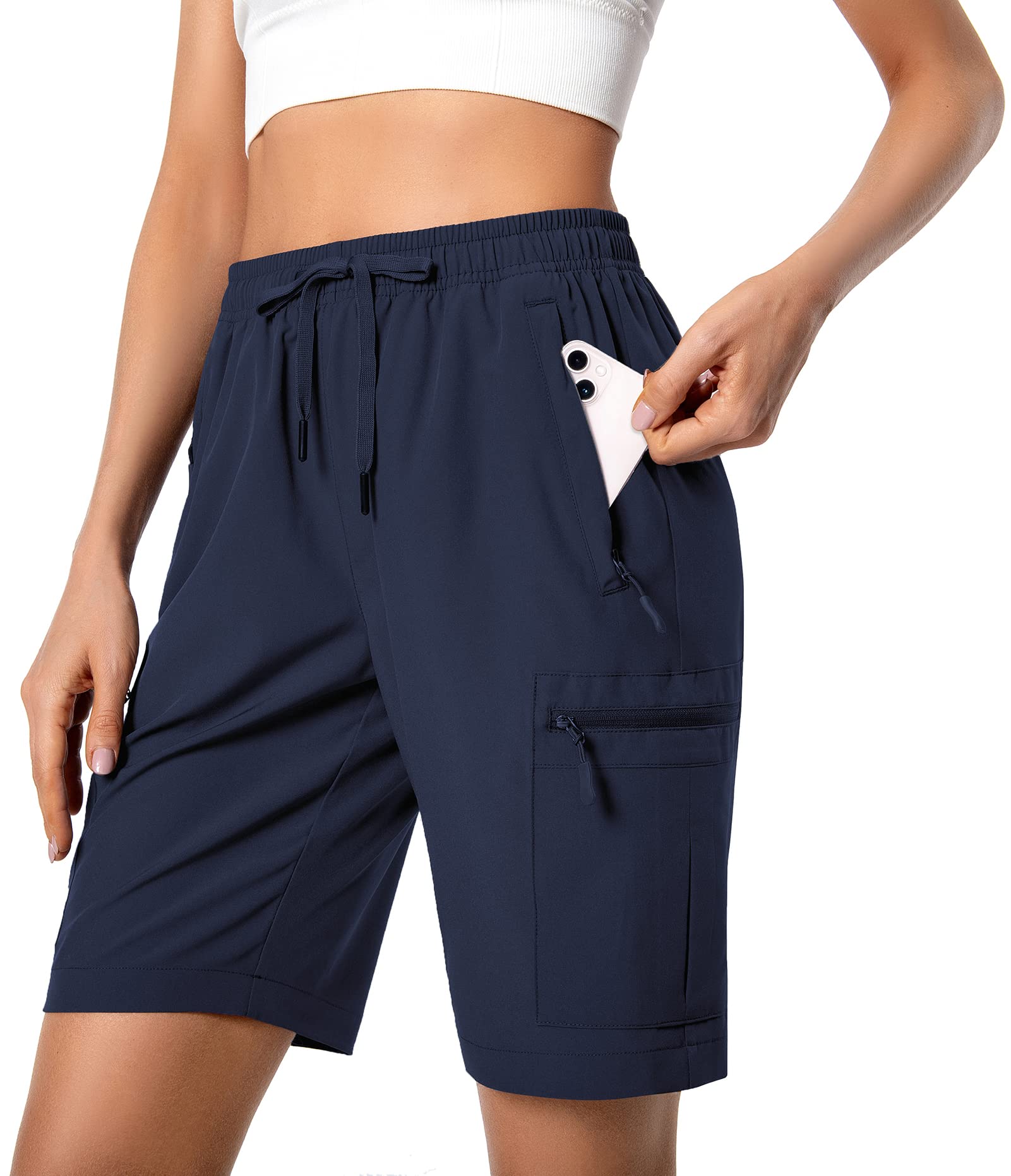 Women's Lightweight Hiking Cargo Shorts - Quick Dry Athletic Shorts for Camping, Travel & Golf with Zipper Pockets | Water Resistant & Breathable | Perfect for Outdoor Adventures, Gym Workouts & Summer Activities