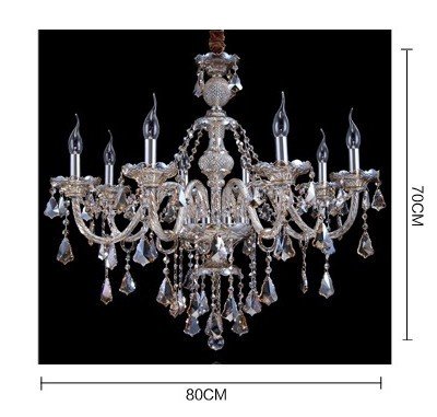 8-Light K9 Crystal Chandelier - Modern Luxury Candle Pendant Ceiling Lamp in Cognac - 31x28 Inch for Dining Room, Living Room, Bedroom & Hallway - Perfect for Home Decor, Wedding Gifts & Luxury Interior Lighting