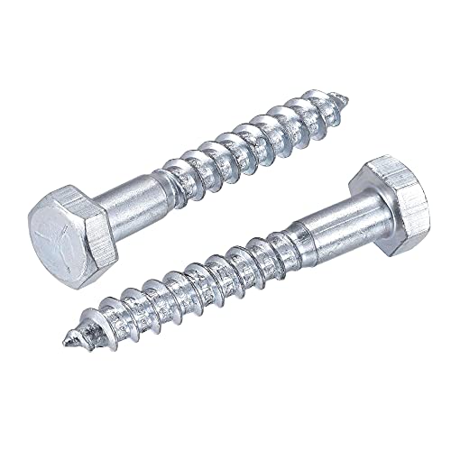 uxcell M10 x 70mm 碳钢镀锌半螺纹自攻螺钉 木工螺丝 10件装 适用于家具组装和木结构固定