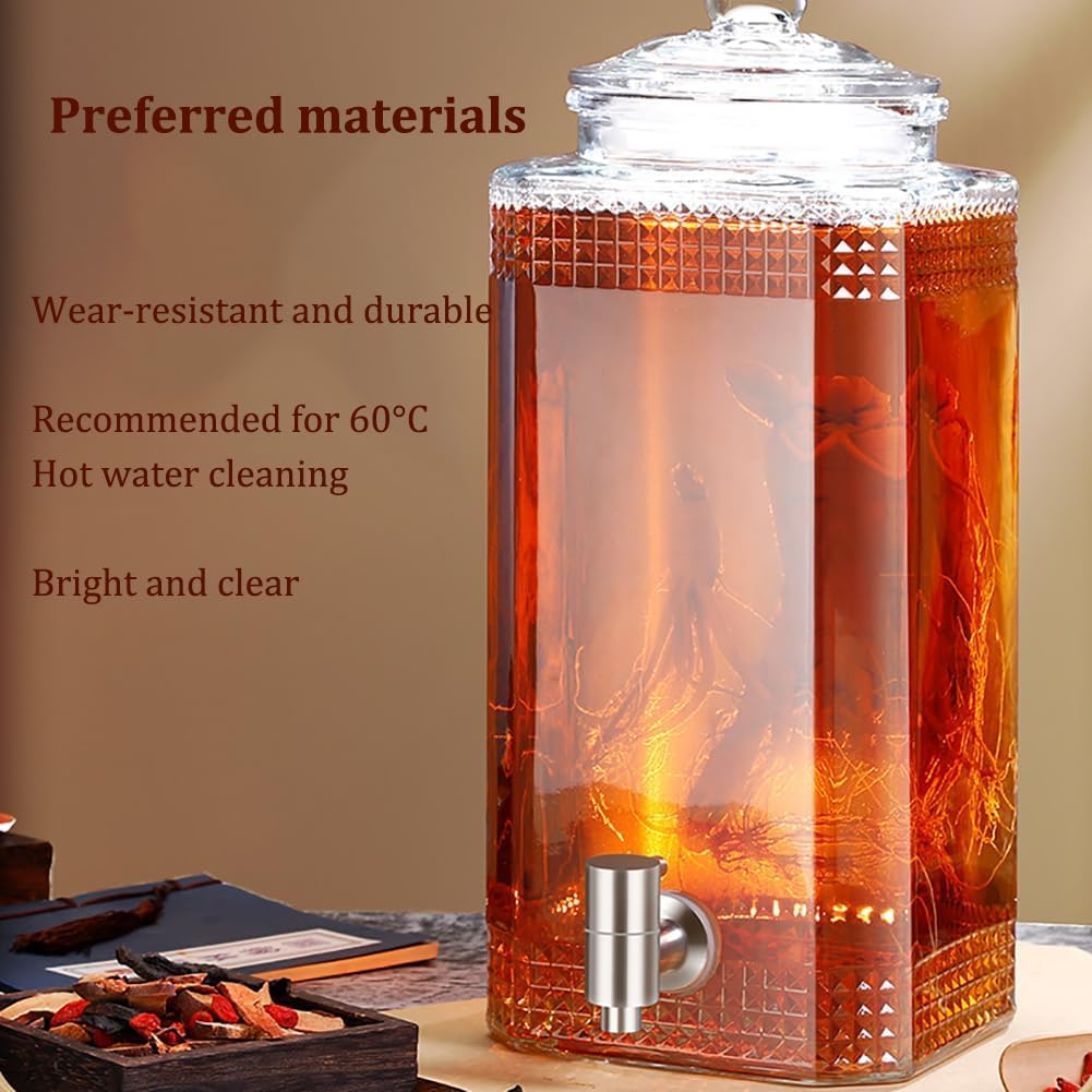 3L Glass Water Dispenser with Lid - Large Capacity Beverage Pitcher for Cold Water, Lemonade, Beer - Perfect for Office, Camping & Home Use