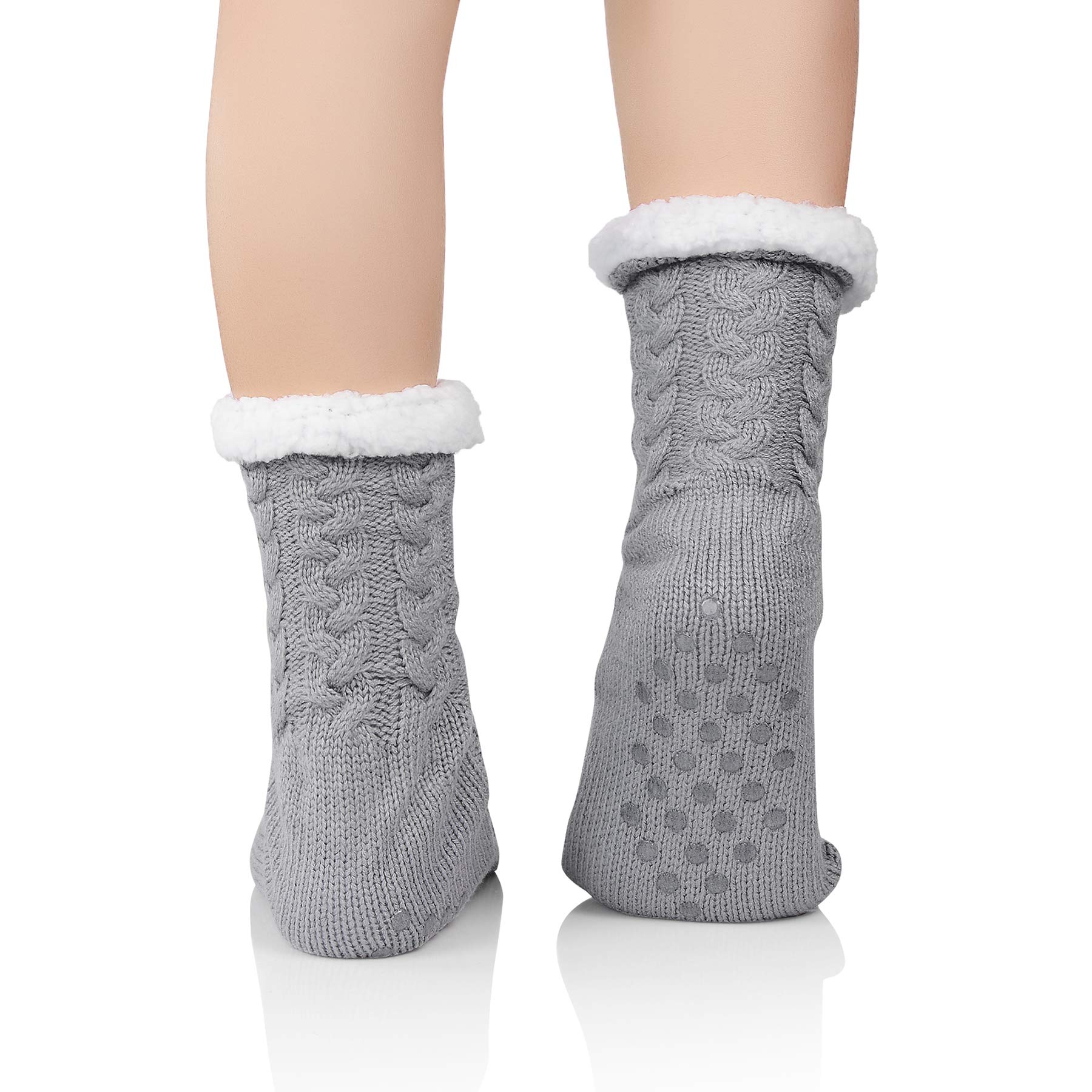 Zando Cozy Fleece Socks for Women & Elderly - Non-Slip Winter Warm Socks with Grips - Perfect for Cold Weather, Home, Hospital & Gift Giving
