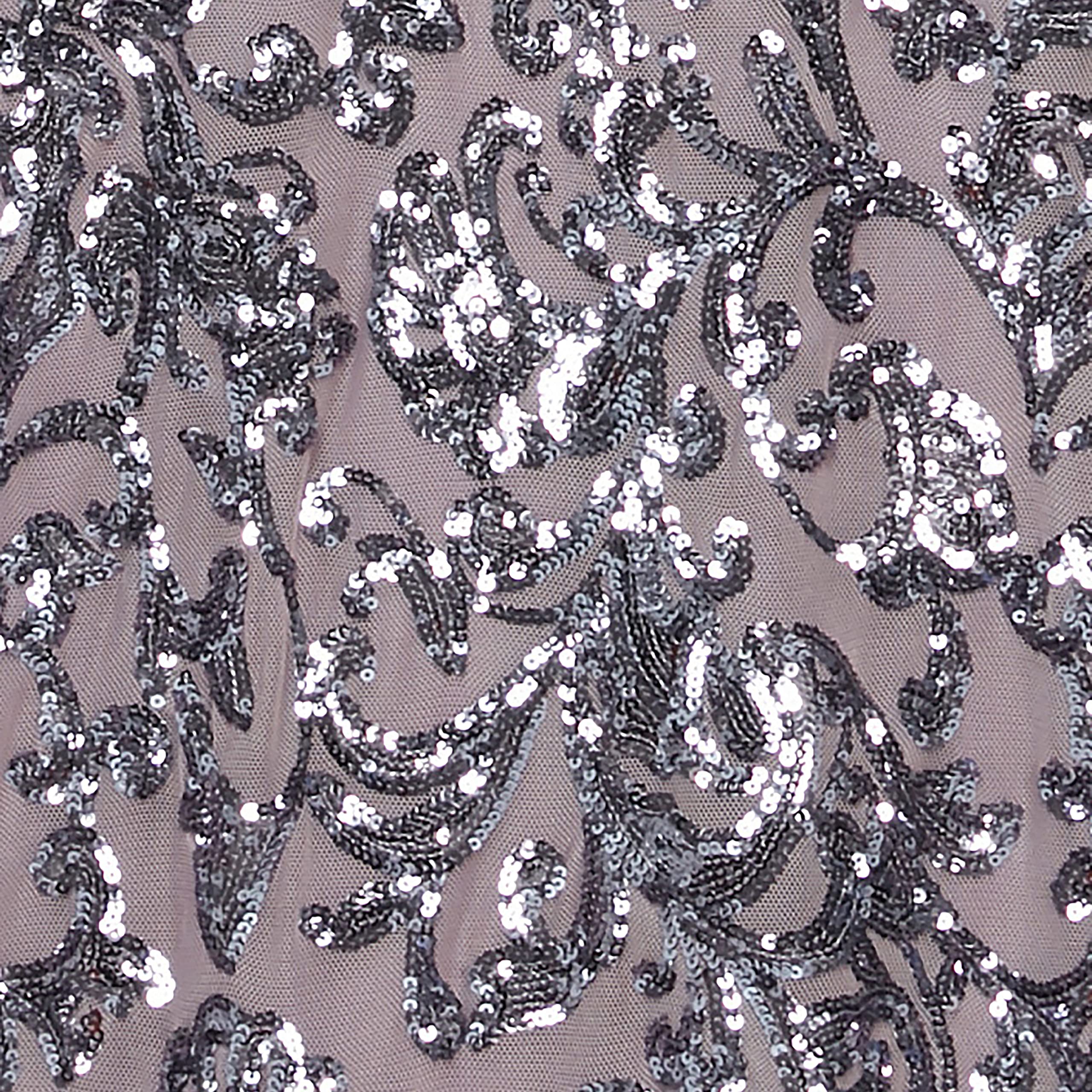 Alex Evenings Women's Long A-Line Sequin Lace V-Neck Formal Dress - Mother of The Bride Gown, Wedding Guest Dress, Cocktail Party Evening Gown with Short Sleeves for Special Occasions & Black Tie Events