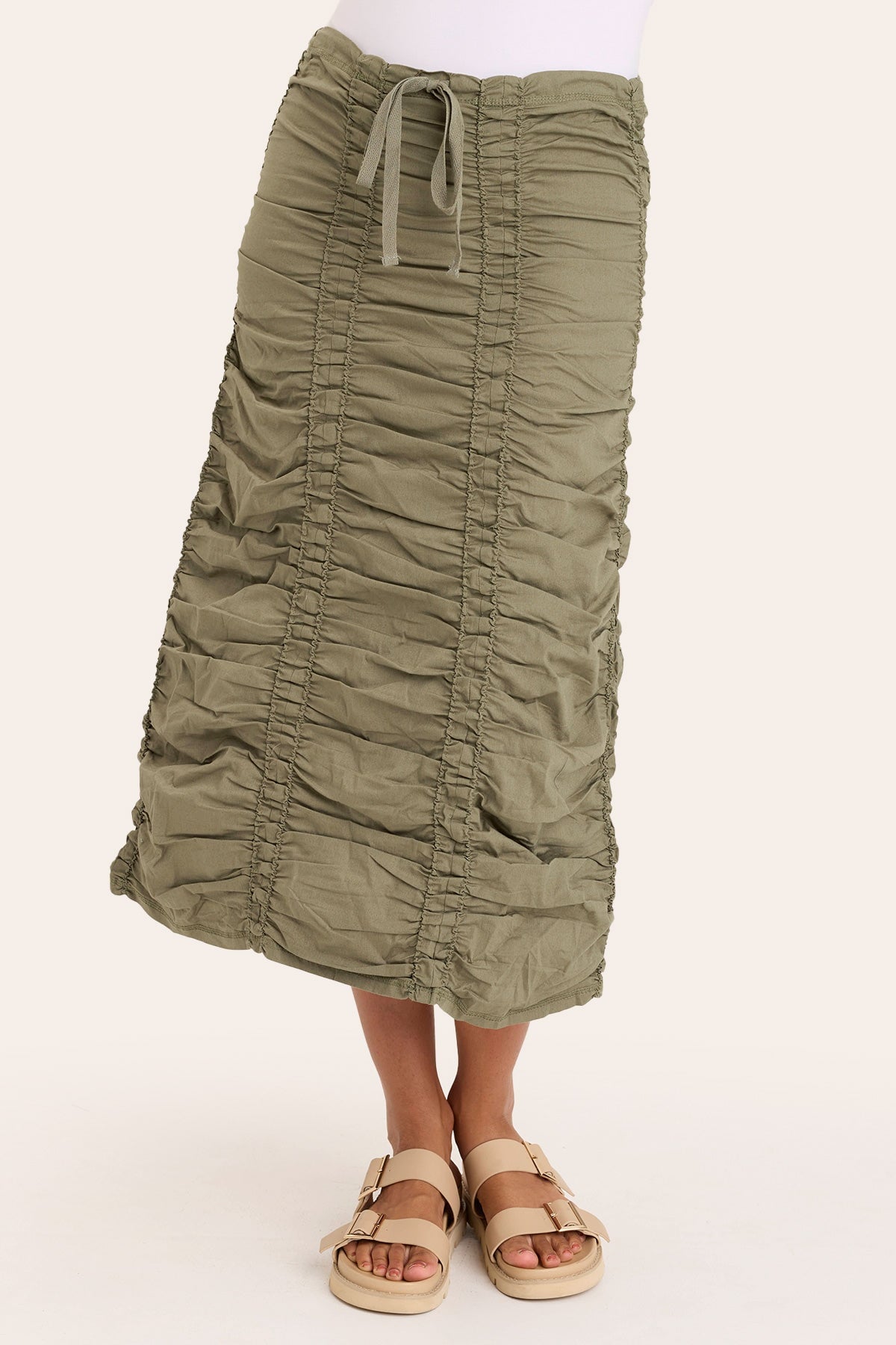 Double Shirred Panel Skirt for Women - Stretchy High Waist Flowy Midi Skirt with Elastic Waistband | Perfect for Casual Outfits, Summer Dresses & Boho Fashion