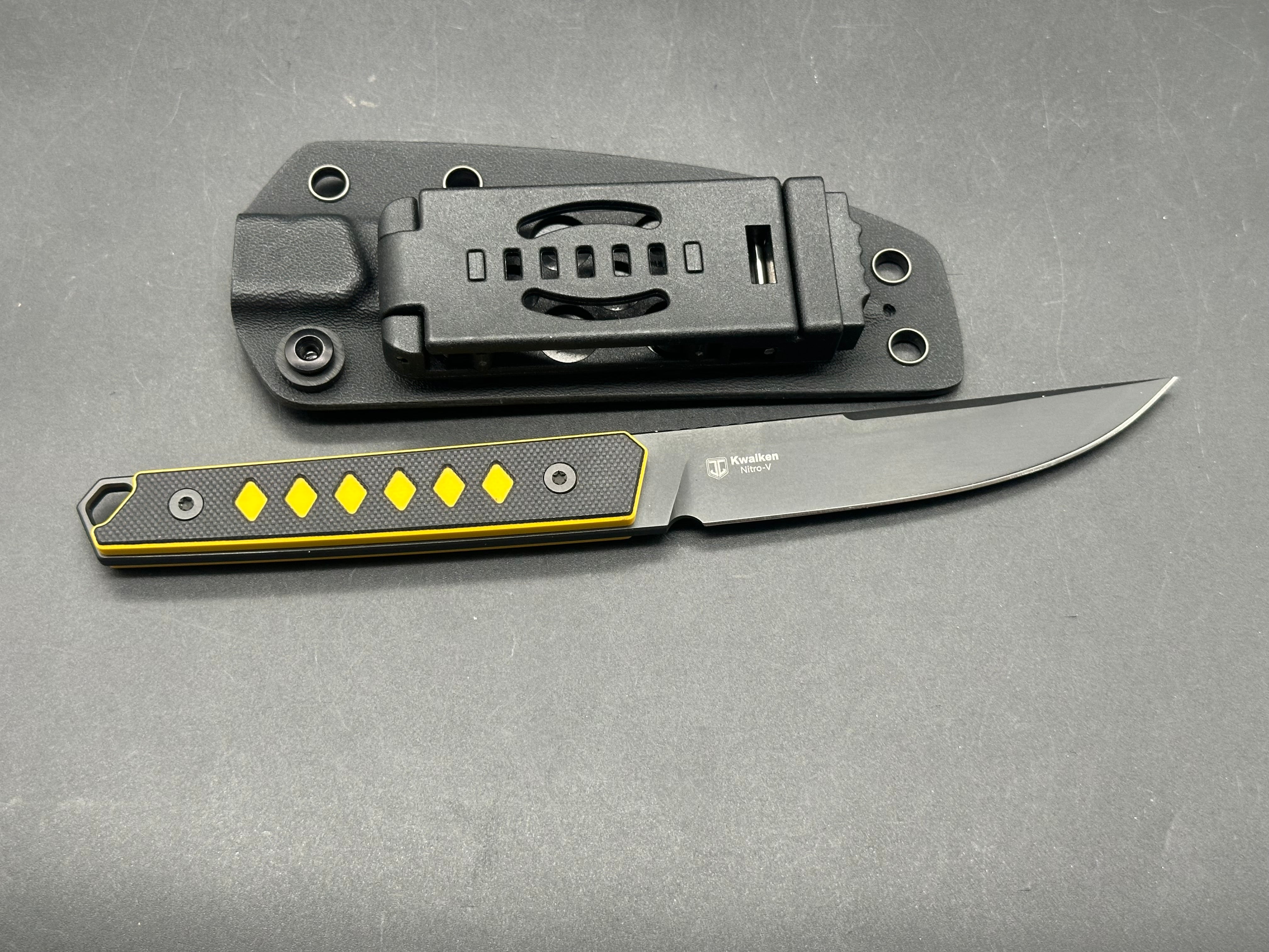 KIZER KWAIKEN Folding Pocket Knife - Black/Yellow G10 Handle with Nitro-V Plain Black Blade | EDC, Outdoor Camping, Hiking & Survival Tool
