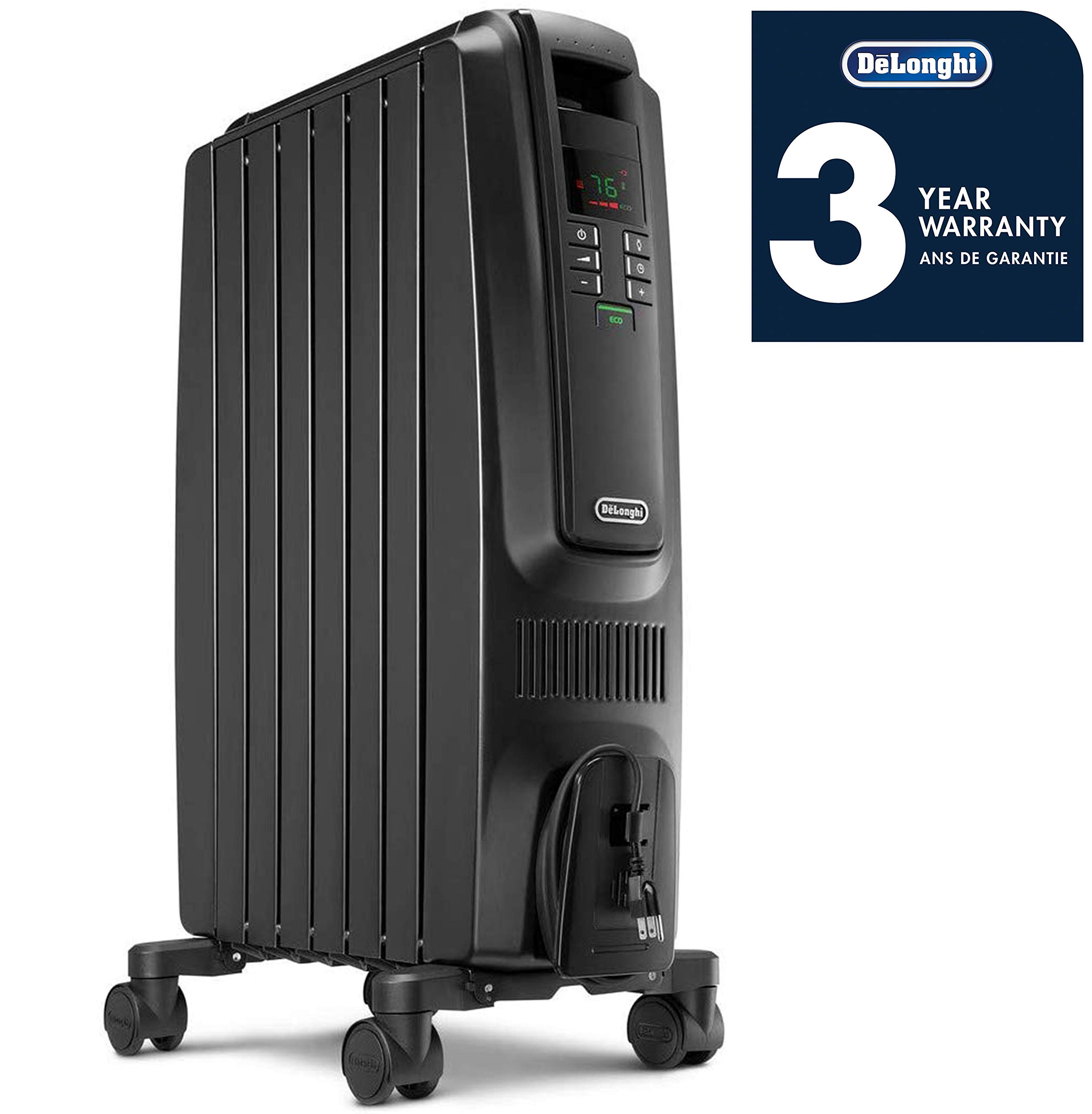 DeLonghi TRD40615EBK 1500W Digital Oil Filled Radiator Heater - Energy Efficient Electric Space Heater with Programmable Timer & Safety Features for Bedroom, Living Room, Office (16