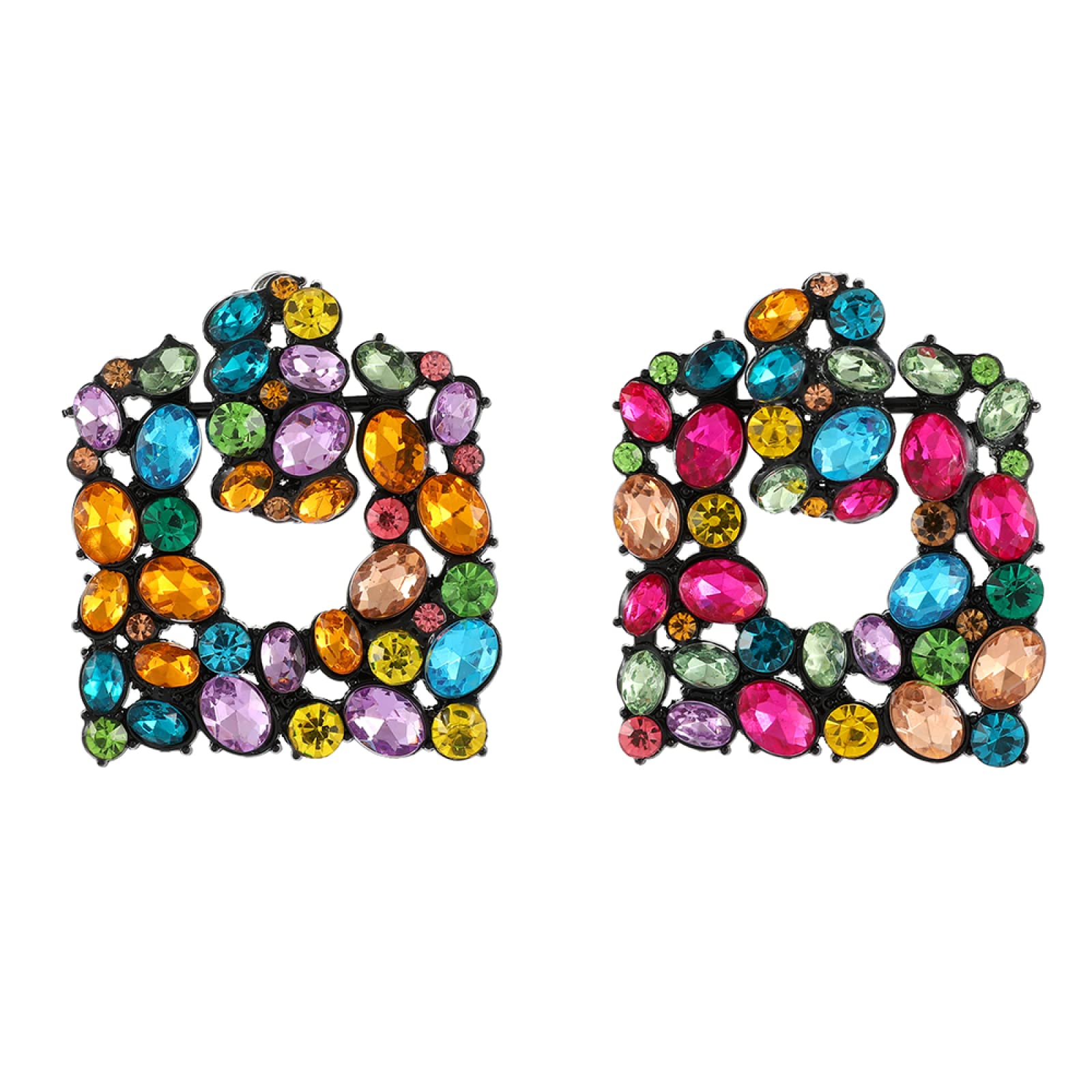Sparkling Rhinestone Square Pendant Earrings for Women - Elegant Korean Style Jewelry, Perfect Christmas Gift for Her, Ideal for Parties, Weddings and Special Occasions