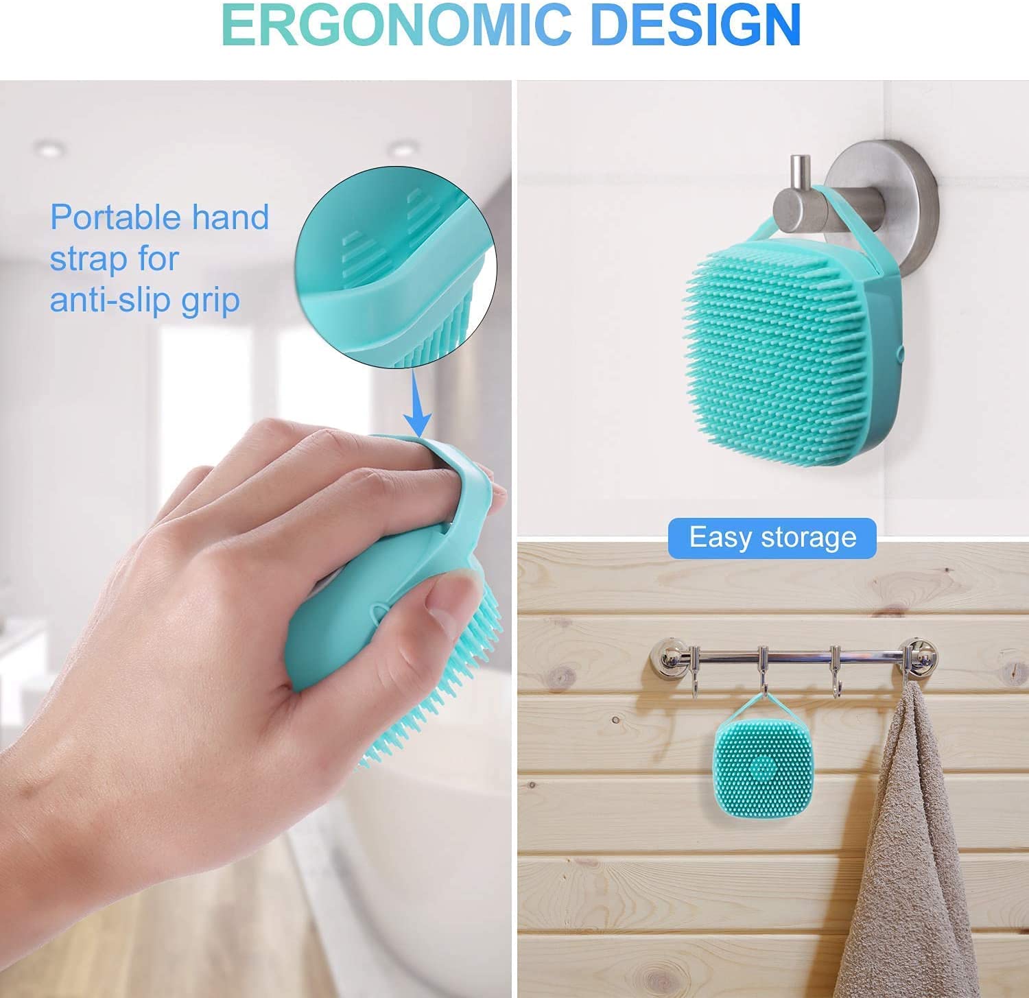 BAGHWALE Silicone Body Scrubber - Soft Exfoliating Shower Scrub for Deep Cleansing & Gentle Skin Massage | Hypoallergenic Bath Scrubber for Men, Women & Kids (Multi-Color) | Perfect for Daily Shower Routine & Spa-Like Skin Care