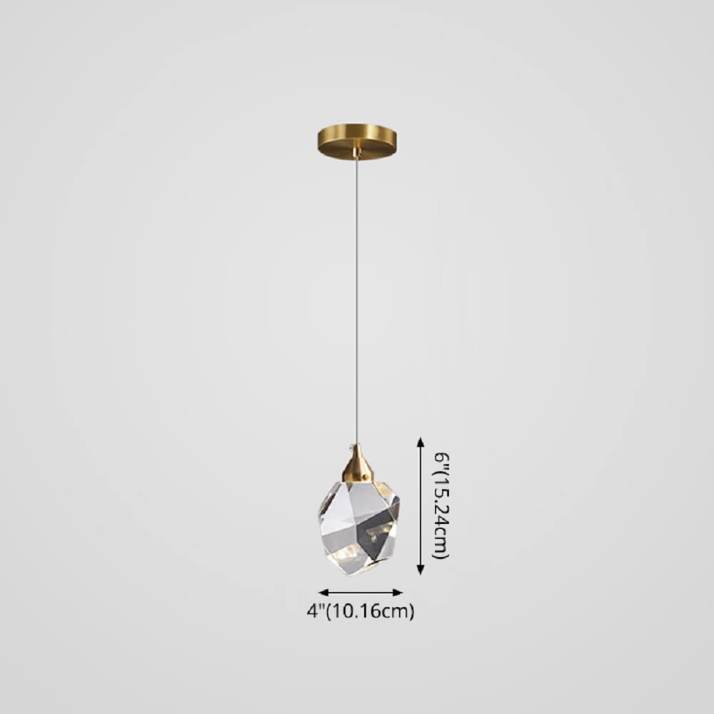 Modern Brass Finish Mini Crystal Pendant Light - 1-Light Ceiling Fixture for Living Room, Bar & Coffee Shop (Bronze) | Elegant Dining Room Lighting & Kitchen Island Decor