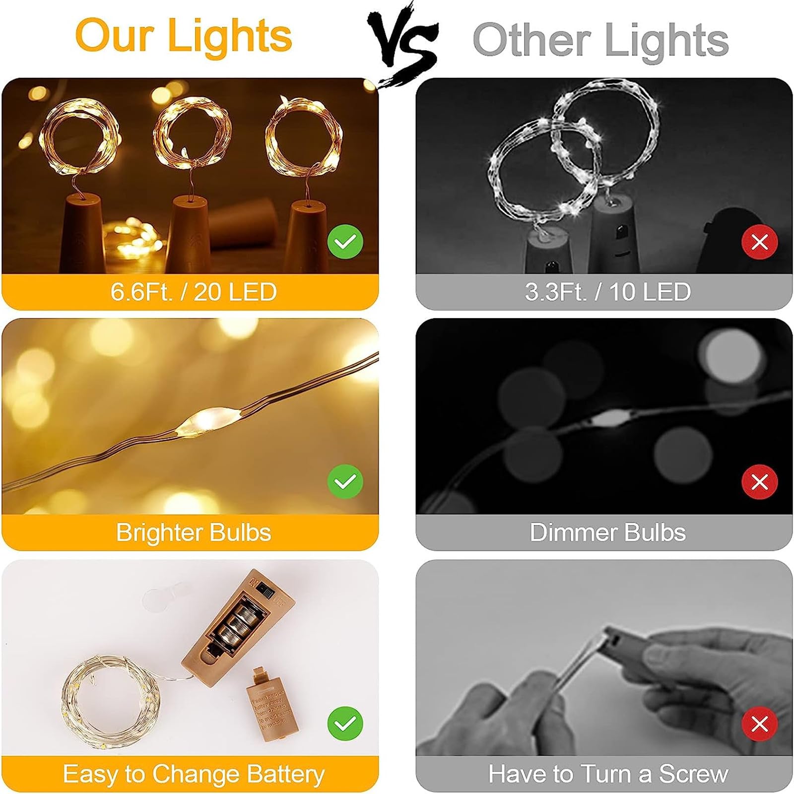 AONAT 3 Pack LED Bottle Lights - 2m 20 LED Battery Powered Copper Wire String Lights for Wine Bottles - Warm White Decorative Lighting for Christmas, Weddings, Parties & Home Decor