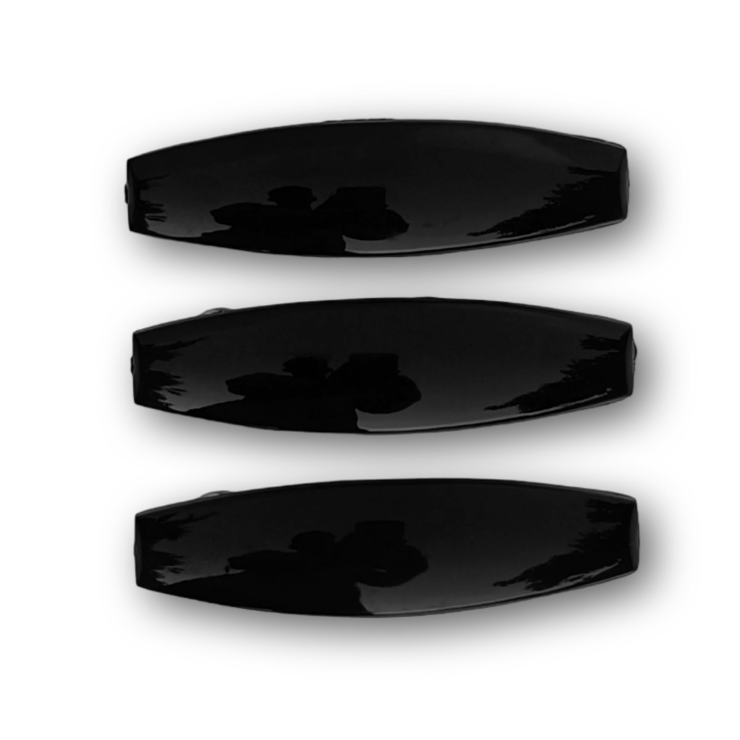 Stylish Black Plain Hair Clips for Women & Girls - 3-Pack Barrettes & Back Clips for Everyday Use, School, Work & Special Occasions