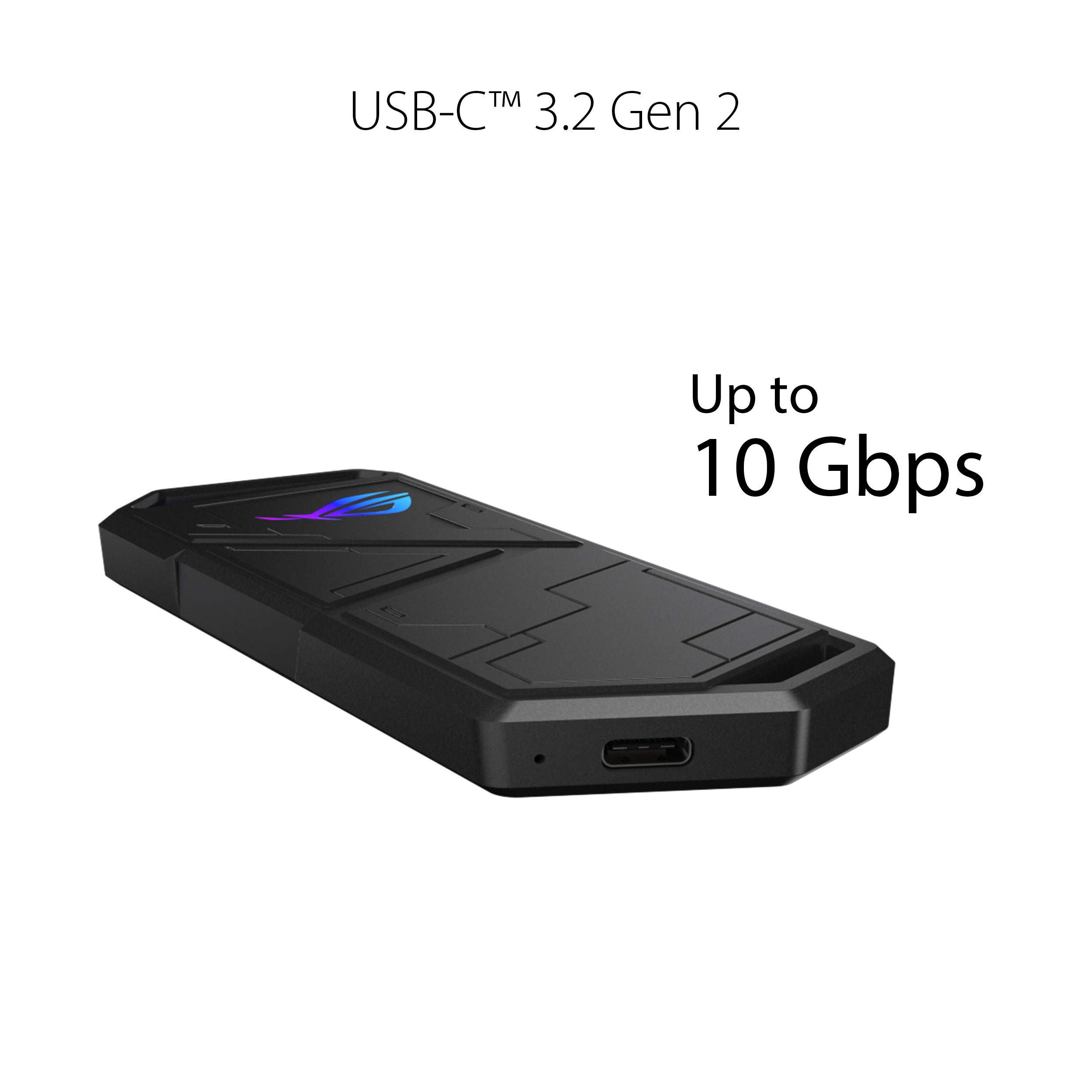 ASUS ROG STRIX Arion Aluminum Alloy M.2 NVMe SSD External Enclosure - USB 3.2 Gen 2 Type-C (10Gbps) Portable Case Adapter with USB-C to C & USB-C to A Cables - Compatible with PCIe 2280/2260/2242/2230 M Key/B+M Key SSDs - Perfect for Gaming, Data Backup & High-Speed File Transfer