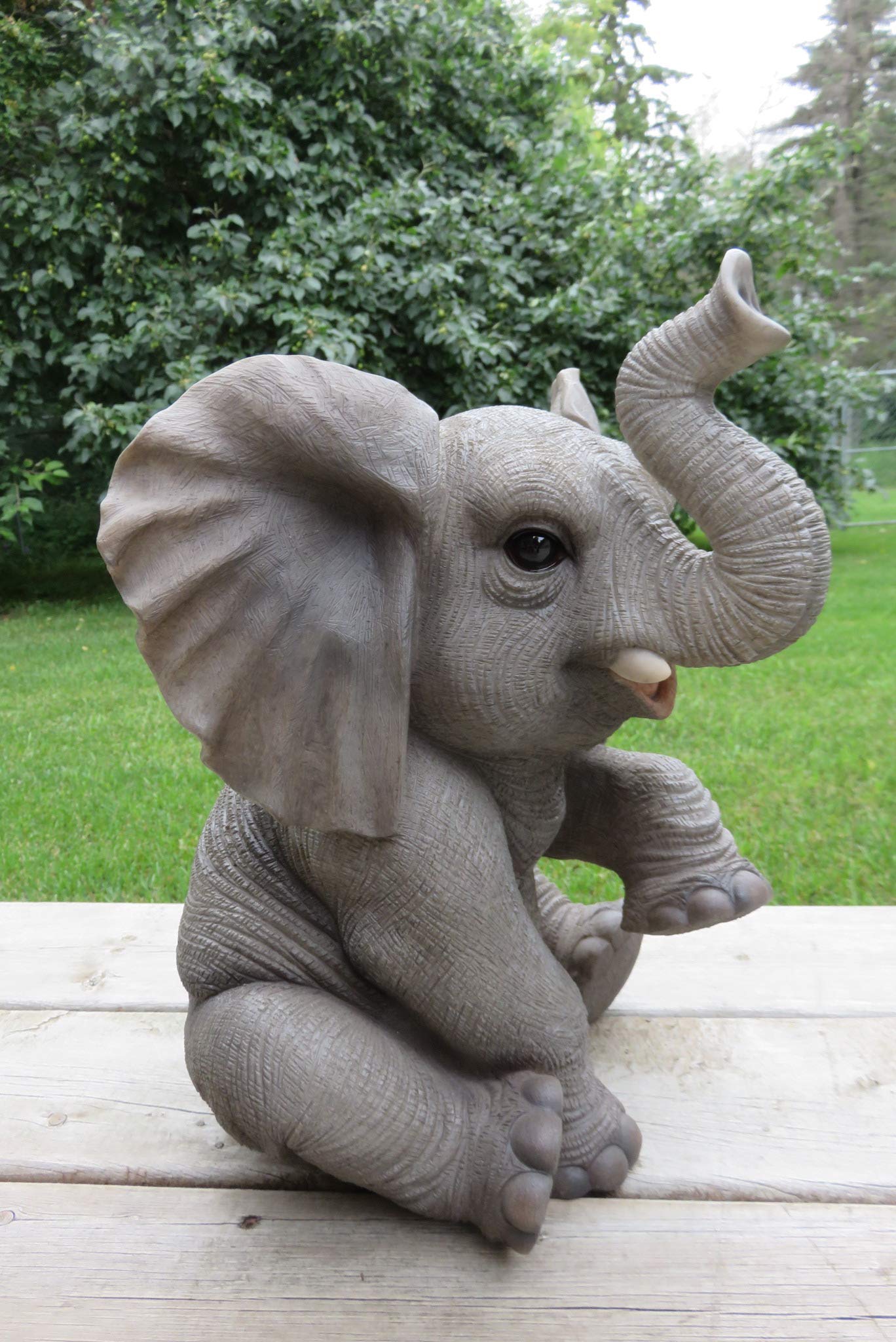 Handcrafted Sitting Elephant Baby Statue with Raised Trunk - Perfect for Nursery Decor, Baby Shower Gifts & Feng Shui Home Accessories