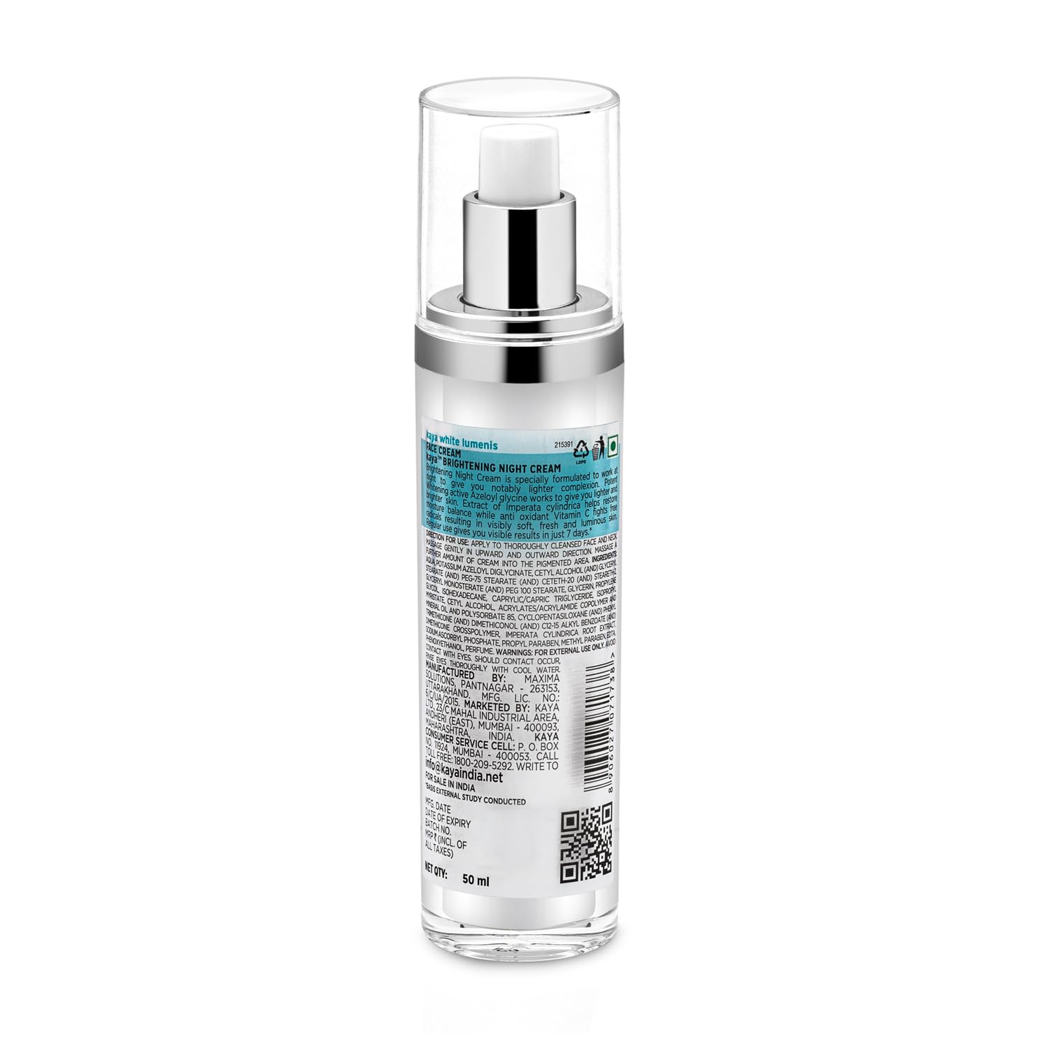 Kaya Clinic Brightening Night Cream 50ml with Azelaic Acid & Vitamin C - Visibly Brighter, Soft & Hydrated Skin Moisturizer for All Skin Types | Perfect for Nighttime Skincare Routine & Dark Spot Treatment