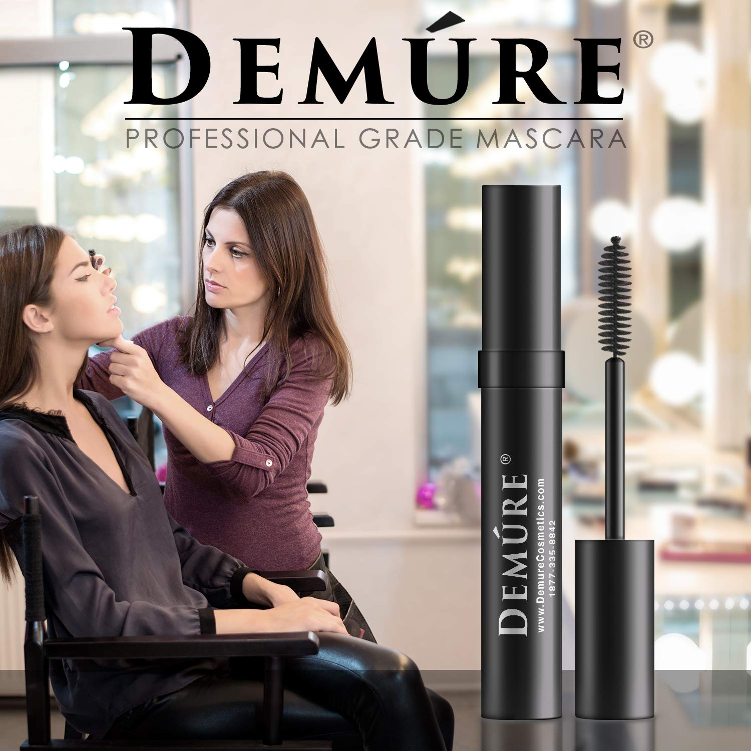 Demure Mineral Voluminous Eye Mascara - Conditioning Black Mascara for Long, Lush Lashes | Water Resistant & Lash Extension Friendly | HD Definition for Day & Night Wear