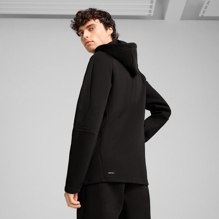 PUMA Men's Evostripe Full Zip Black Jacket - Lightweight Athletic Hoodie for Running, Gym & Casual Wear