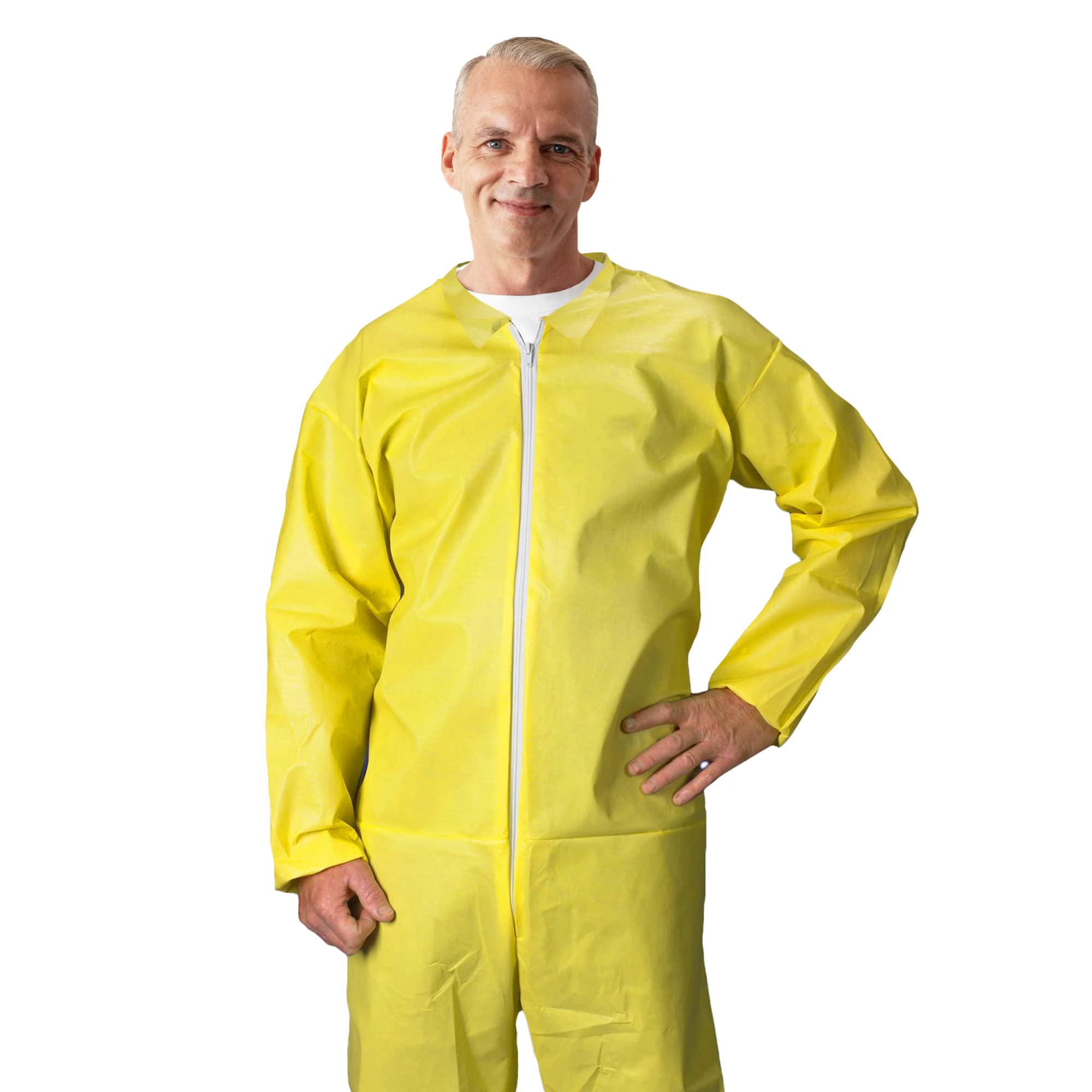 EZGOODZ Disposable Hazmat Suits - Full Body Protective Coveralls with Front Zipper for Men & Women - Ideal for Painting, Chemical Handling, and Emergency Response Scenarios