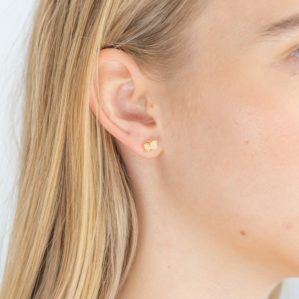 9ct Gold Filled Cubic Zirconia Butterfly Stud Earrings for Women - Elegant Dainty Jewelry Gift for Birthday, Anniversary & Everyday Wear